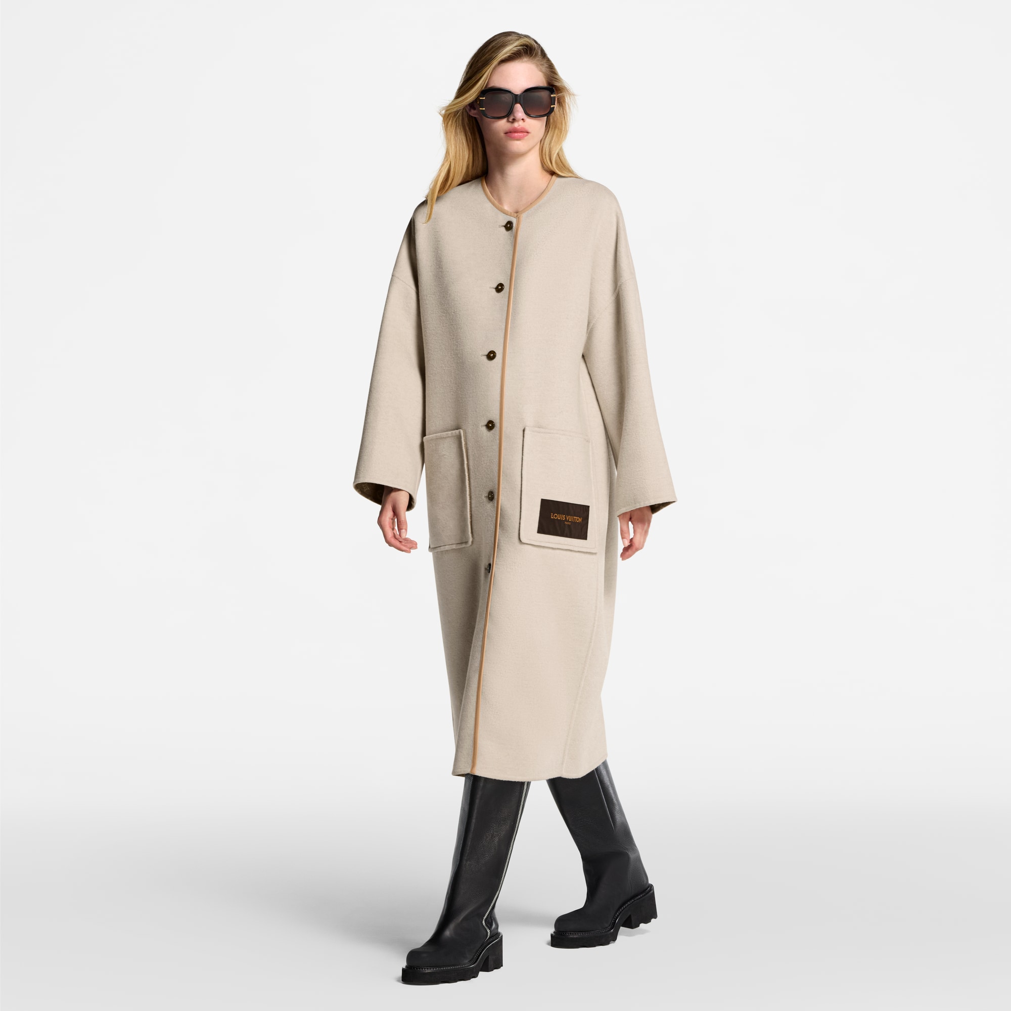 Abrigo de doble cara sin cuello  Mujer Prêt-à-Porter Abrigos y chaquetas | LOUIS VUITTON (Zoom de producto)