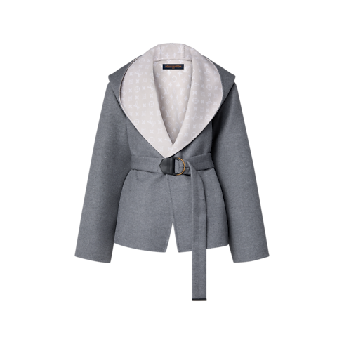 Abrigo envolvente corto con capucha y motivos distintivos Mujer Prêt-à-Porter Abrigos y chaquetas | LOUIS VUITTON (Zoom de producto)