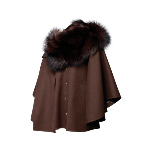 Abrigo tipo capa con cuello de pelo Mujer Prêt-à-Porter Abrigos y chaquetas | LOUIS VUITTON (Zoom de producto)