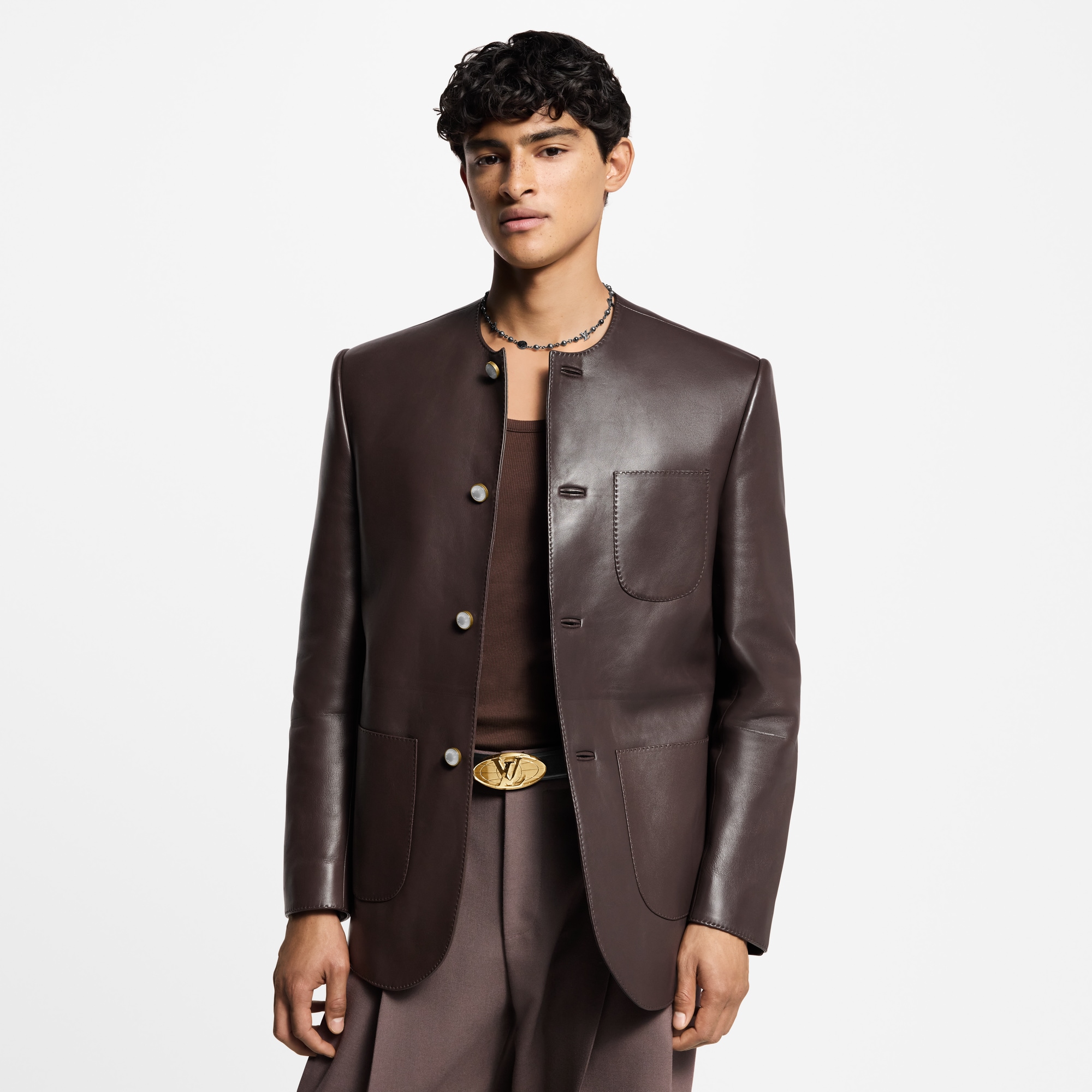 Americana de piel sin cuello  Hombre Prêt-à-Porter Americanas y chaquetas | LOUIS VUITTON (Zoom de producto)