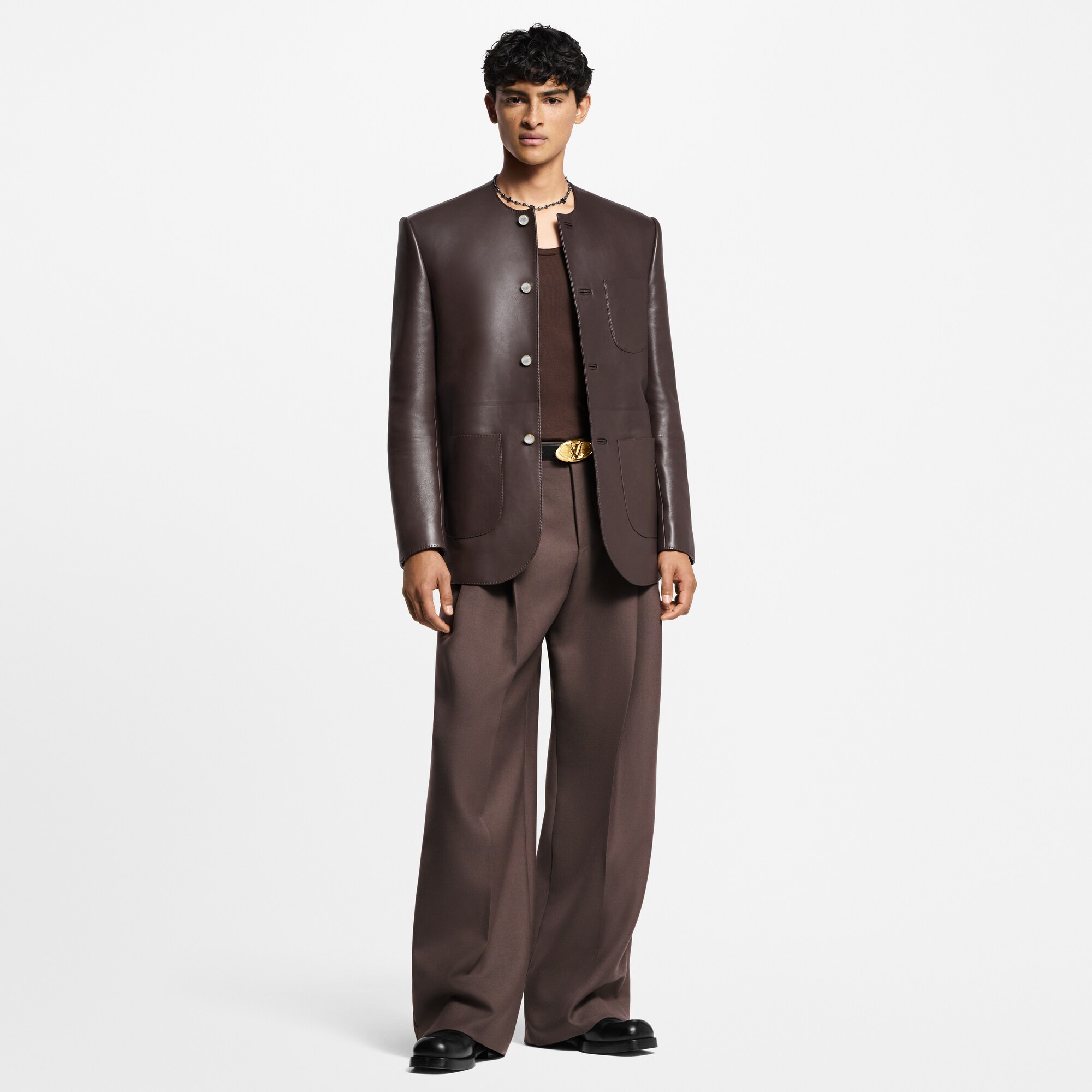 Americana de piel sin cuello  Hombre Prêt-à-Porter Americanas y chaquetas | LOUIS VUITTON (Zoom de producto)