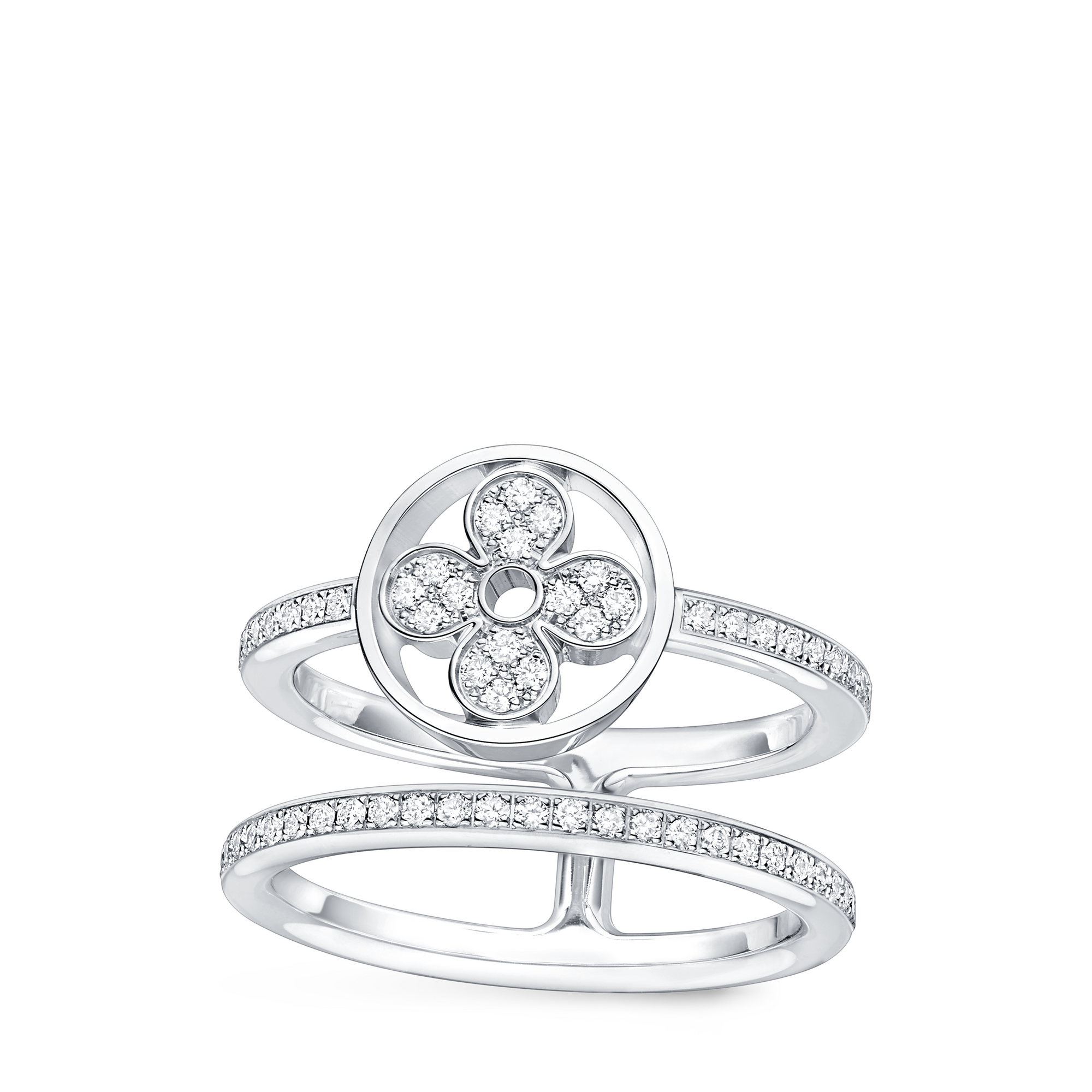 Anillo doble Idylle Blossom de oro blanco y diamantes  Joyería Categorías Joyería | LOUIS VUITTON (Zoom de producto)