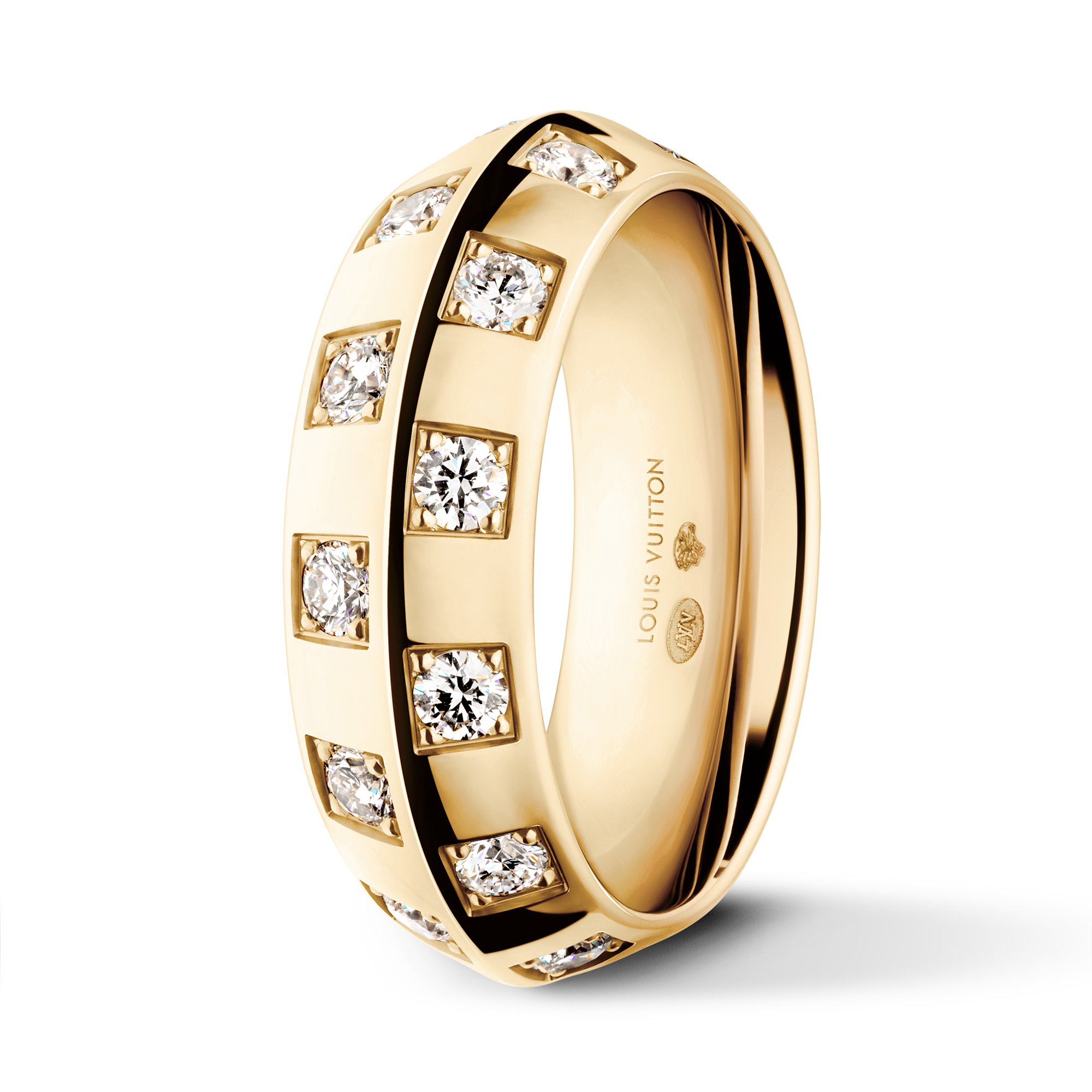 Anillo grande Le Damier de Louis Vuitton de oro amarillo y diamantes  Joyería Categorías Anillos | LOUIS VUITTON (Zoom de producto)