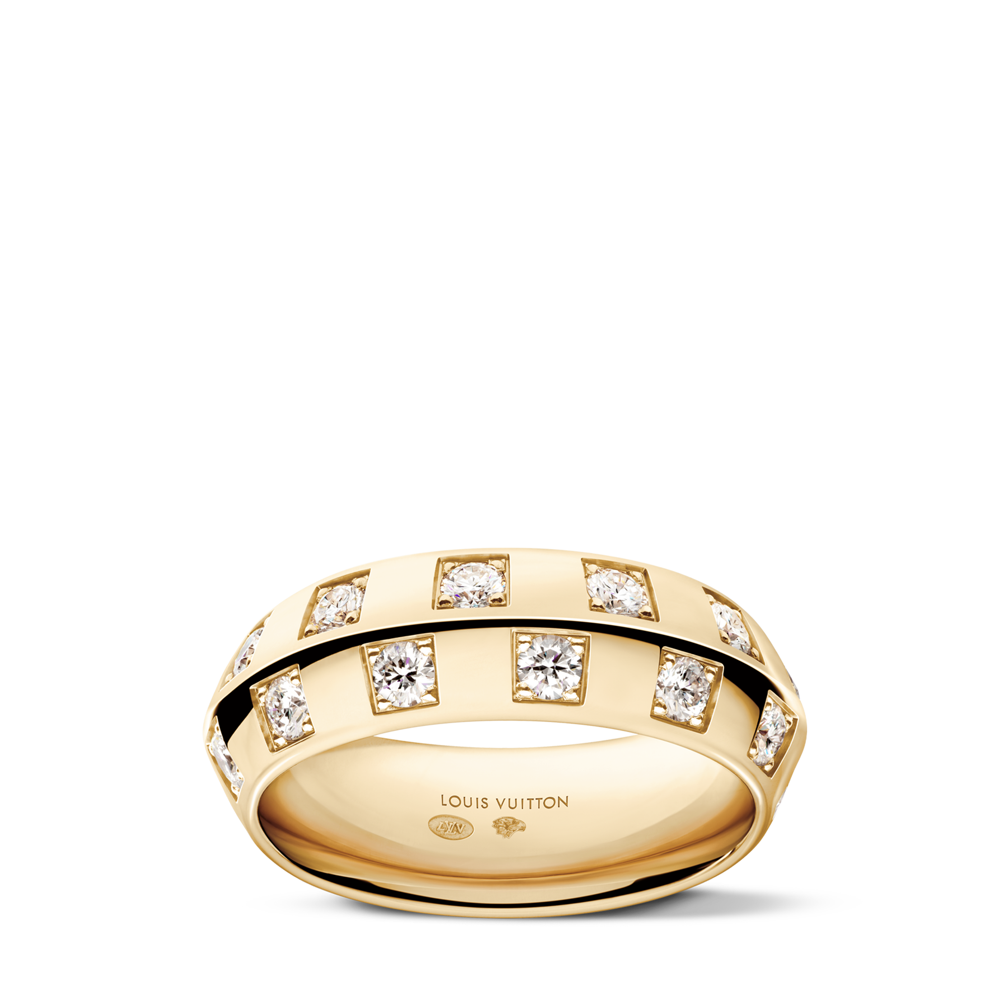Anillo grande Le Damier de Louis Vuitton de oro amarillo y diamantes  Joyería Categorías Anillos | LOUIS VUITTON (Zoom de producto)
