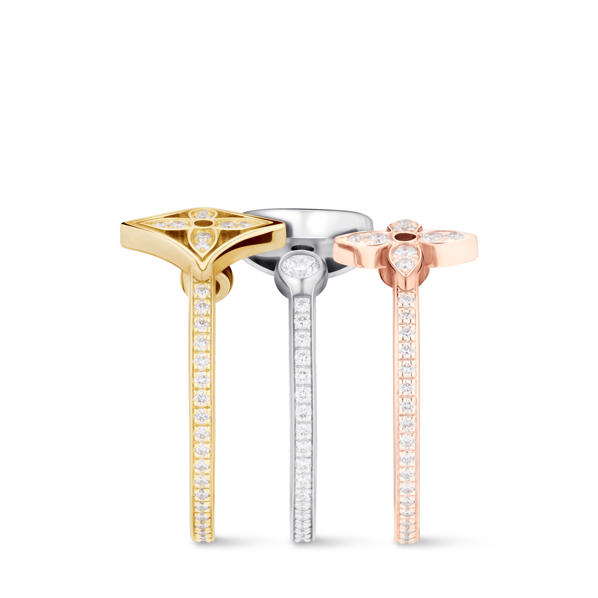 Anillo Idylle Blossom de tres oros con pavé de diamantes  Joyería Categorías Joyería | LOUIS VUITTON (Zoom de producto)