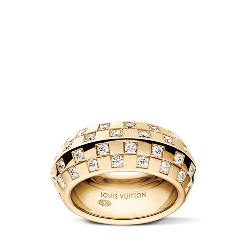 Anillo Le Damier de Louis Vuitton de oro amarillo y diamantes Joyería Categorías Anillos | LOUIS VUITTON (Zoom de producto)