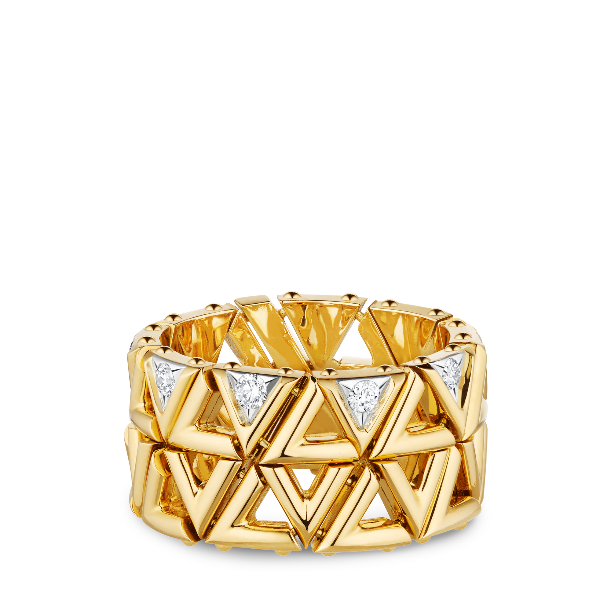 Anillo LV Volt Mesh de oro amarillo y diamantes  Joyería Categorías Joyería | LOUIS VUITTON (Zoom de producto)
