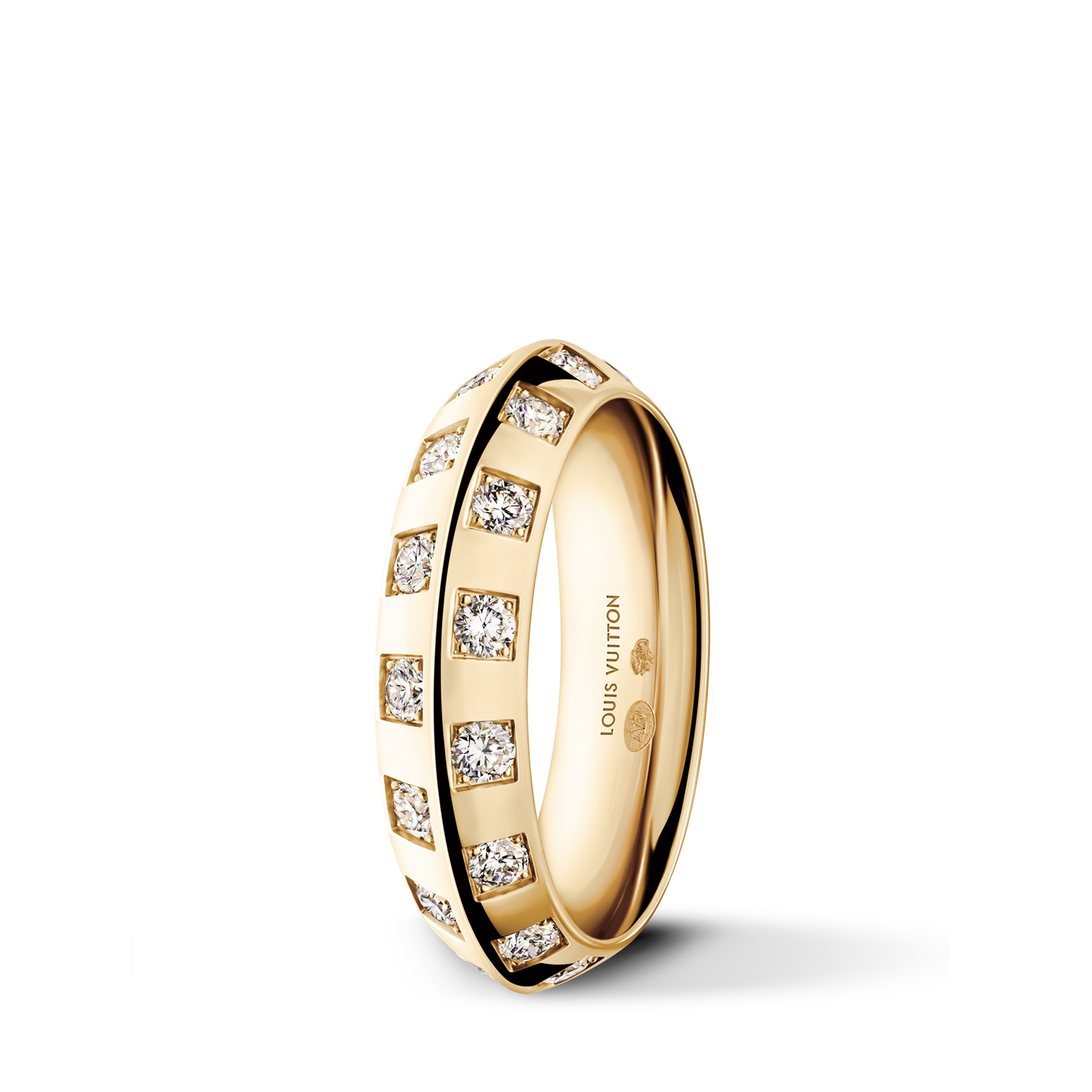 Anillo mediano Le Damier de Louis Vuitton de oro amarillo y diamantes  Joyería Categorías Anillos | LOUIS VUITTON (Zoom de producto)