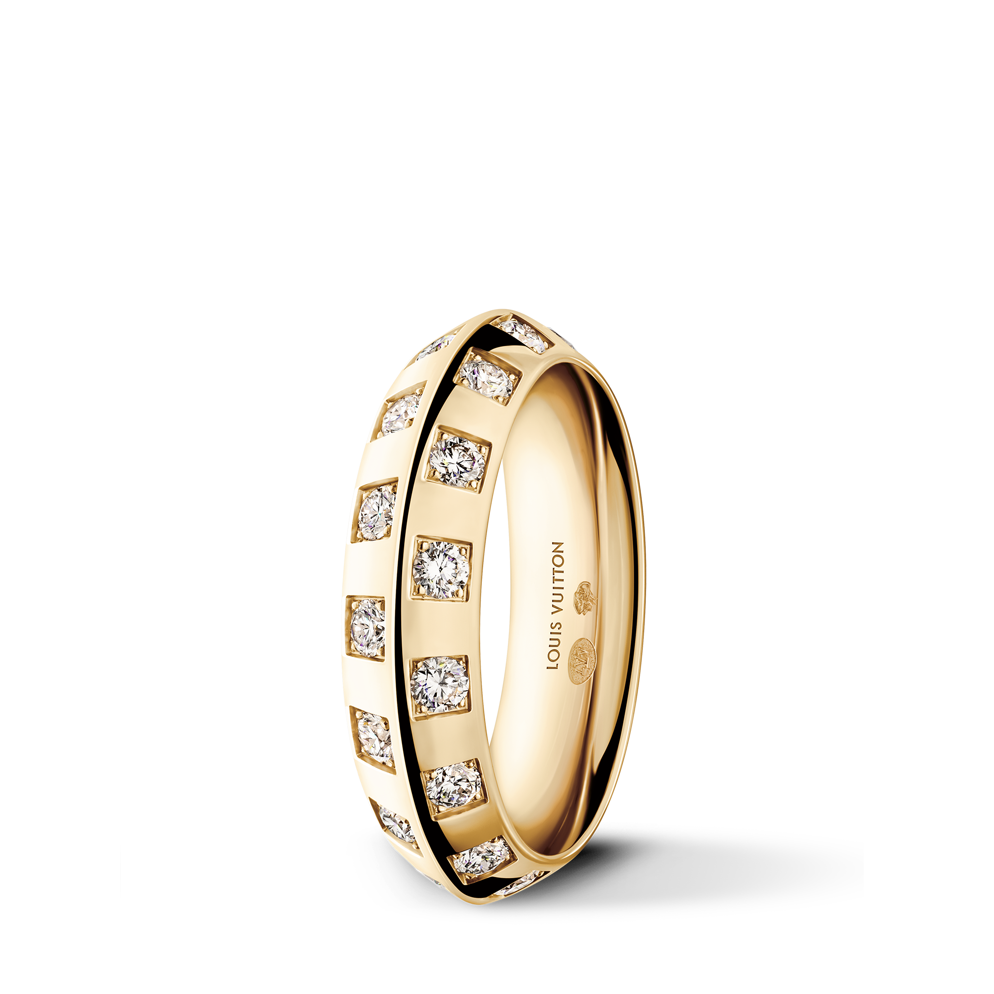 Anillo mediano Le Damier de Louis Vuitton de oro amarillo y diamantes  Joyería Categorías Anillos | LOUIS VUITTON (Zoom de producto)