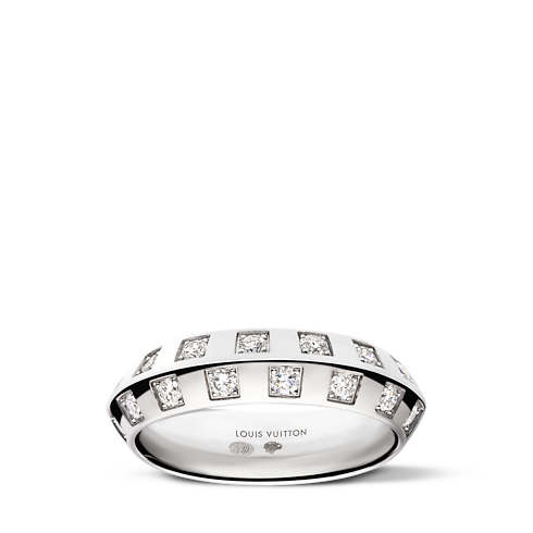 Anillo pequeño Le Damier de Louis Vuitton de oro blanco y diamantes Joyería Categorías Anillos | LOUIS VUITTON (Zoom de producto)