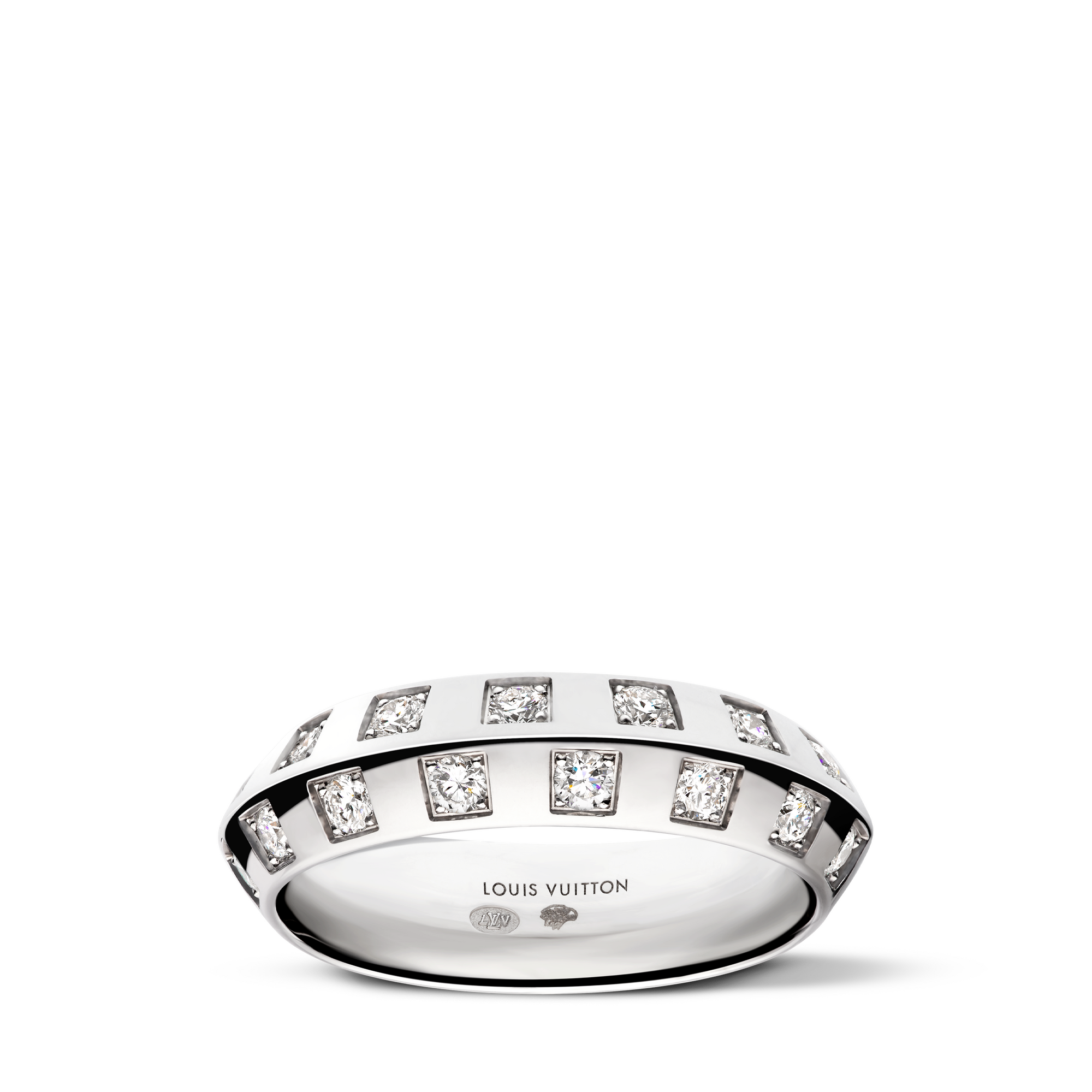 Anillo pequeño Le Damier de Louis Vuitton de oro blanco y diamantes  Joyería Categorías Anillos | LOUIS VUITTON (Zoom de producto)