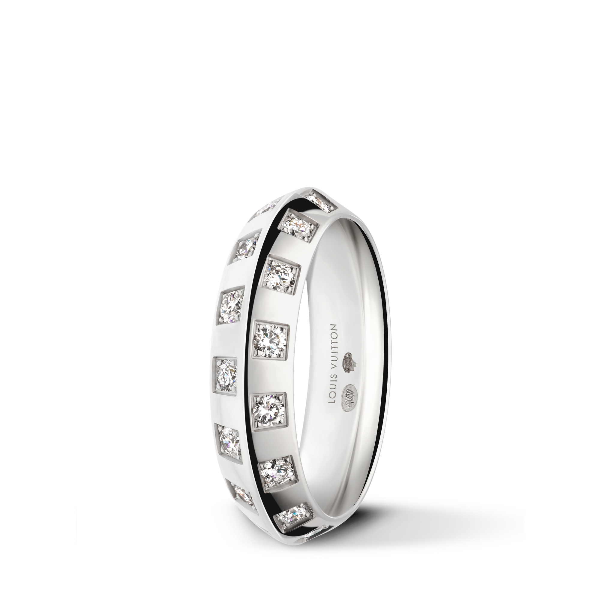 Anillo pequeño Le Damier de Louis Vuitton de oro blanco y diamantes  Joyería Categorías Anillos | LOUIS VUITTON (Zoom de producto)