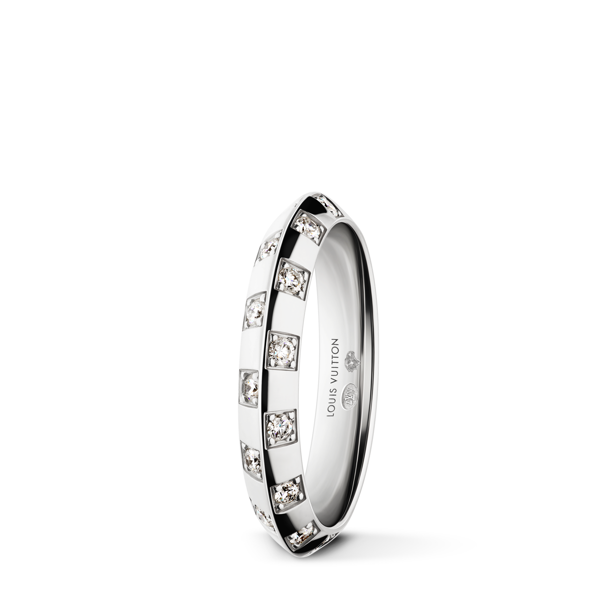 Anillo pequeño Le Damier de Louis Vuitton de oro blanco y diamantes  Les Extraordinaires Joyería Anillos | LOUIS VUITTON (Zoom de producto)