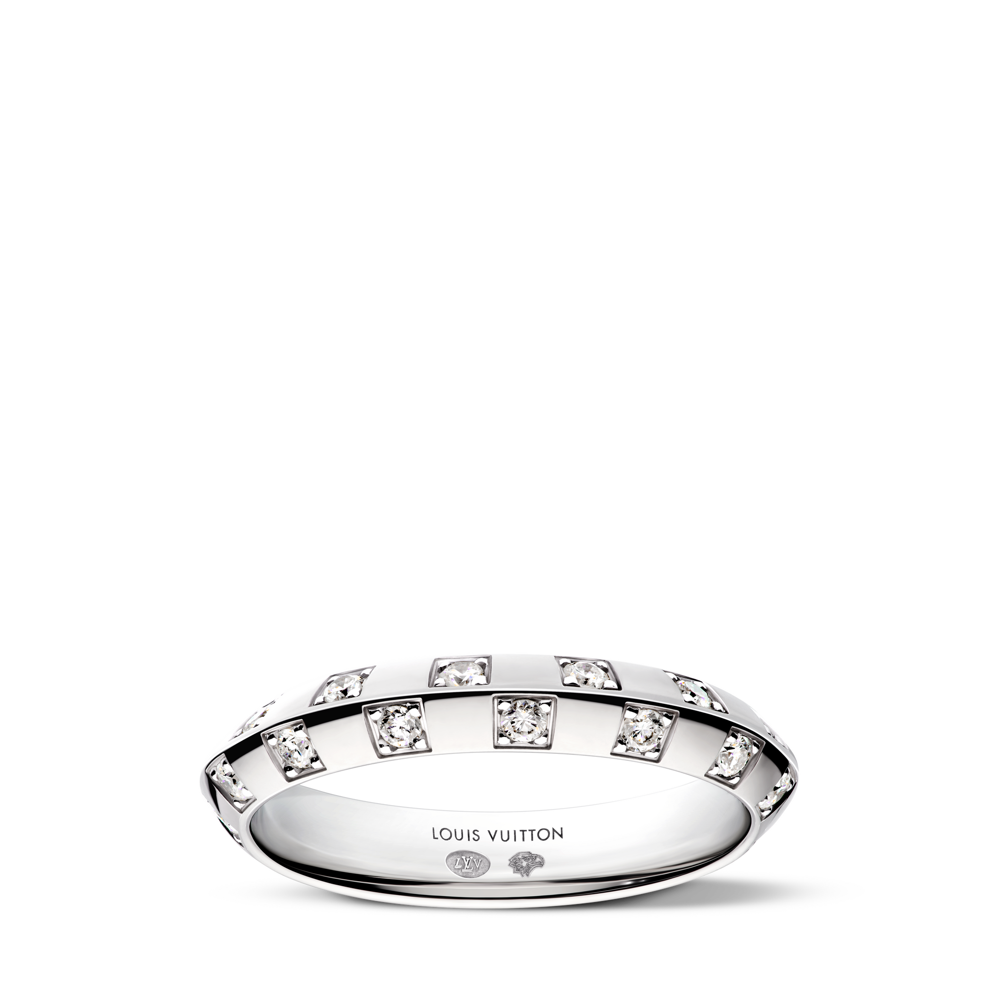 Anillo pequeño Le Damier de Louis Vuitton de oro blanco y diamantes  Les Extraordinaires Joyería Anillos | LOUIS VUITTON (Zoom de producto)