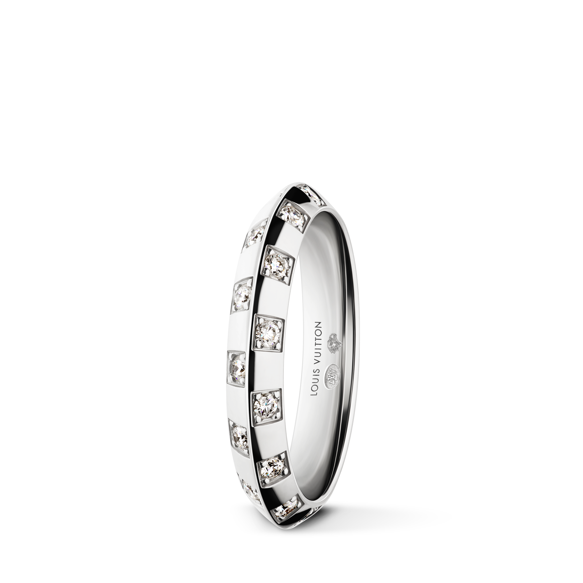 Anillo pequeño Le Damier de Louis Vuitton de oro blanco y diamantes  Les Extraordinaires Joyería Anillos | LOUIS VUITTON (Zoom de producto)
