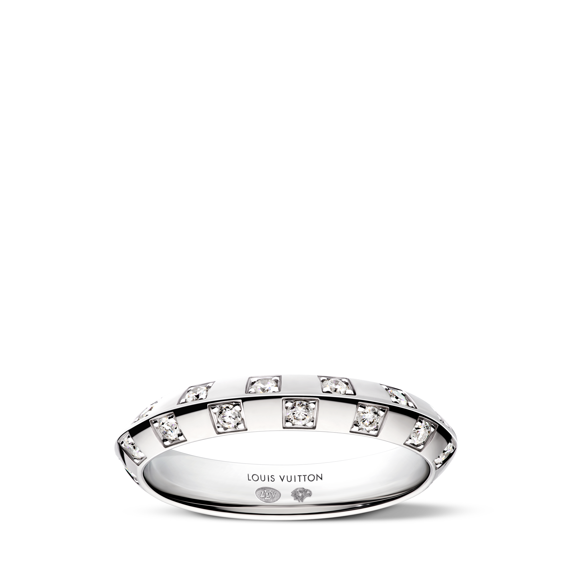 Anillo pequeño Le Damier de Louis Vuitton de oro blanco y diamantes  Les Extraordinaires Joyería Anillos | LOUIS VUITTON (Zoom de producto)