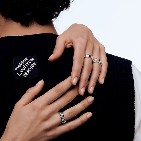 Anillo pequeño Le Damier de Louis Vuitton de oro blanco y diamantes Les Extraordinaires Joyería Anillos | LOUIS VUITTON (Zoom de producto)