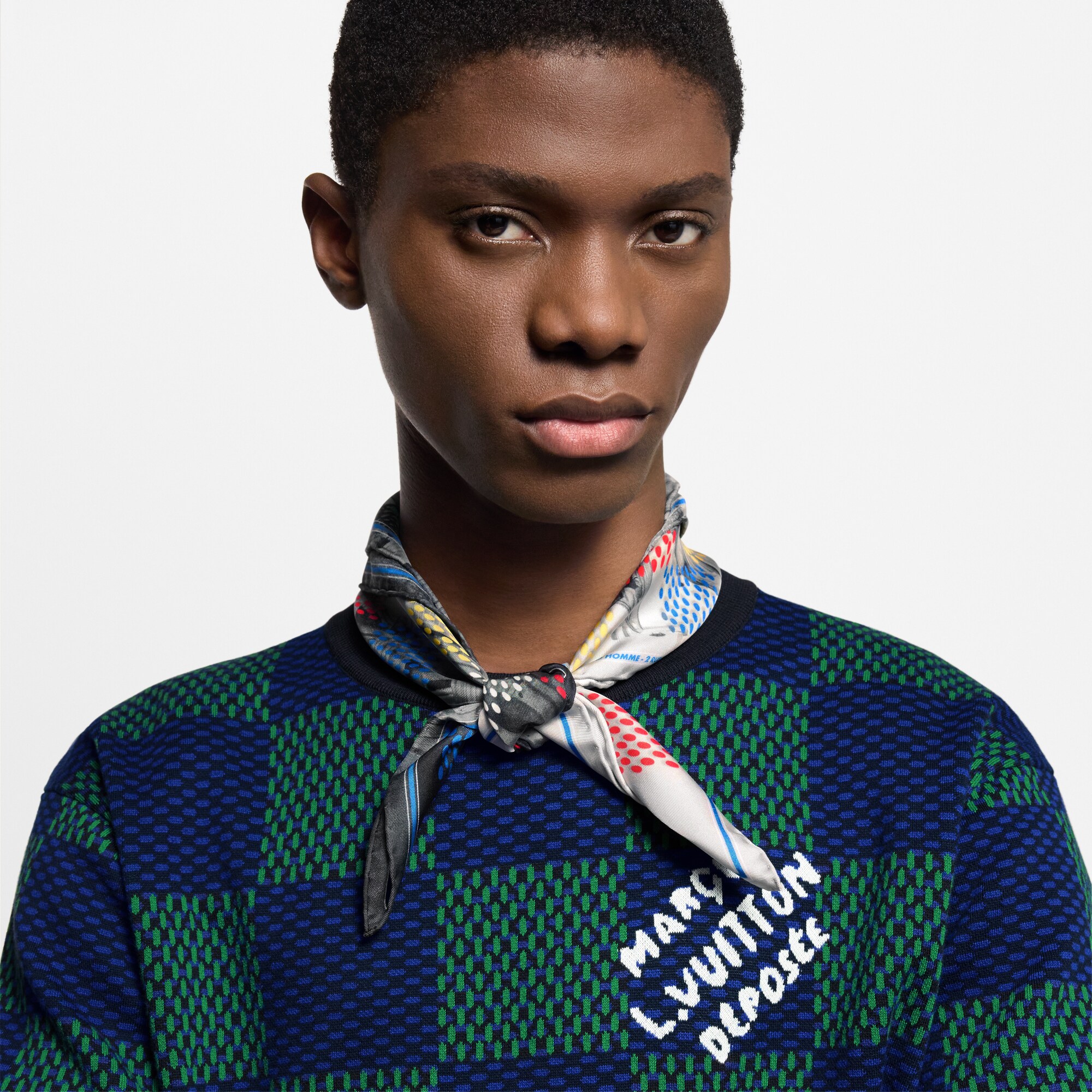 Bandana de seda LV Vers Damier S00 Hombre Accesorios Seda y bandanas | LOUIS VUITTON (Zoom de producto)