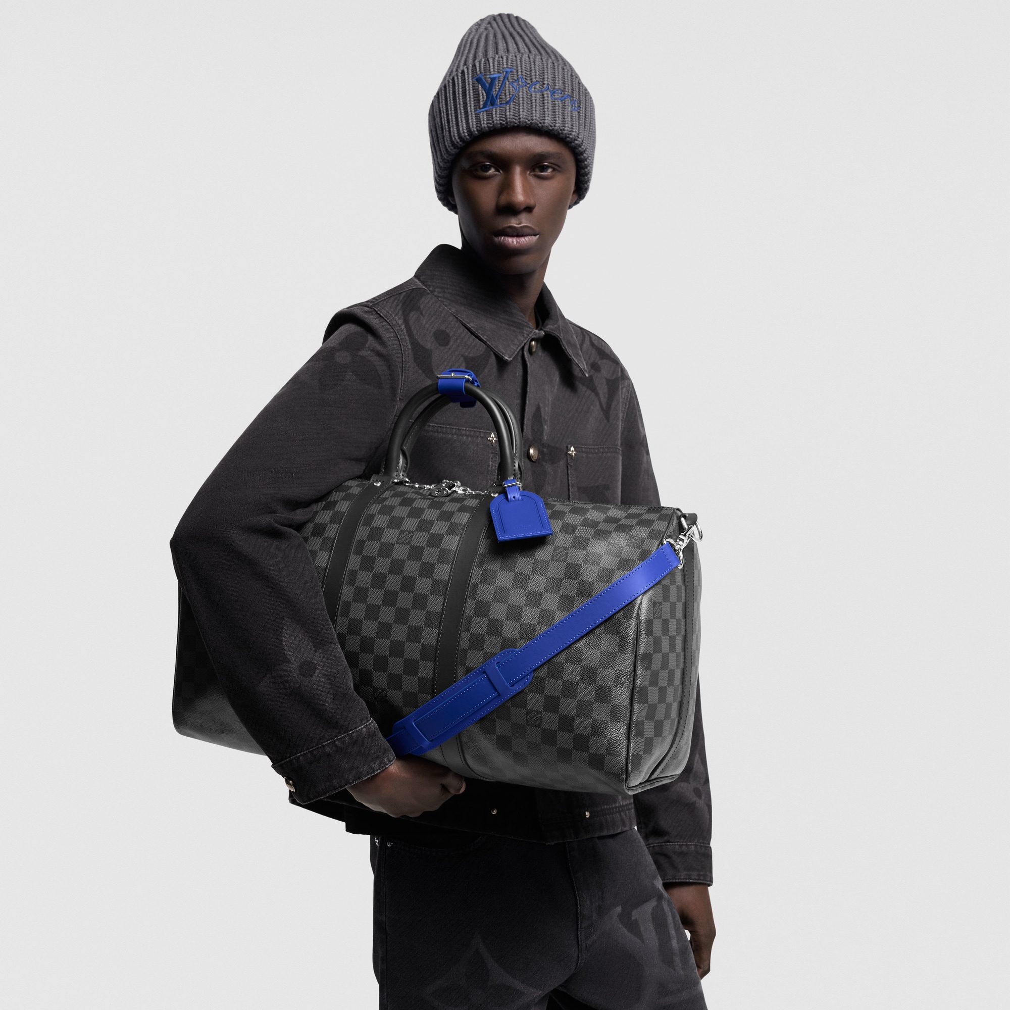 Bolsa de viaje Keepall 50 con bandolera Lona Damier Graphite Bolsos y pequeña marroquinería Bolso de hombre Novedades | LOUIS VUITTON (Zoom de producto)