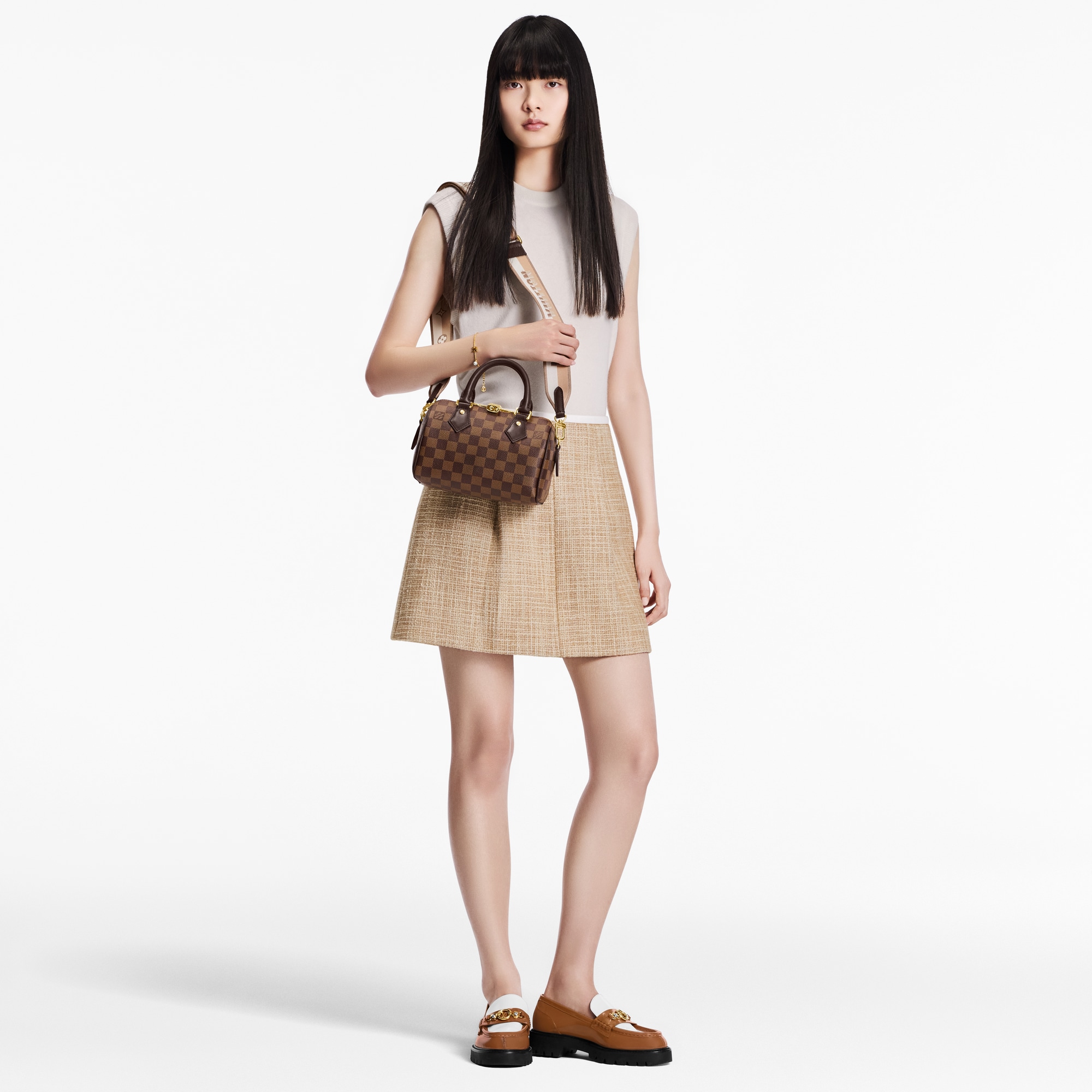 Bolso Speedy 20 con bandolera Lona Damier Ebène Mujer Bolsos Bolsos | LOUIS VUITTON (Zoom de producto)