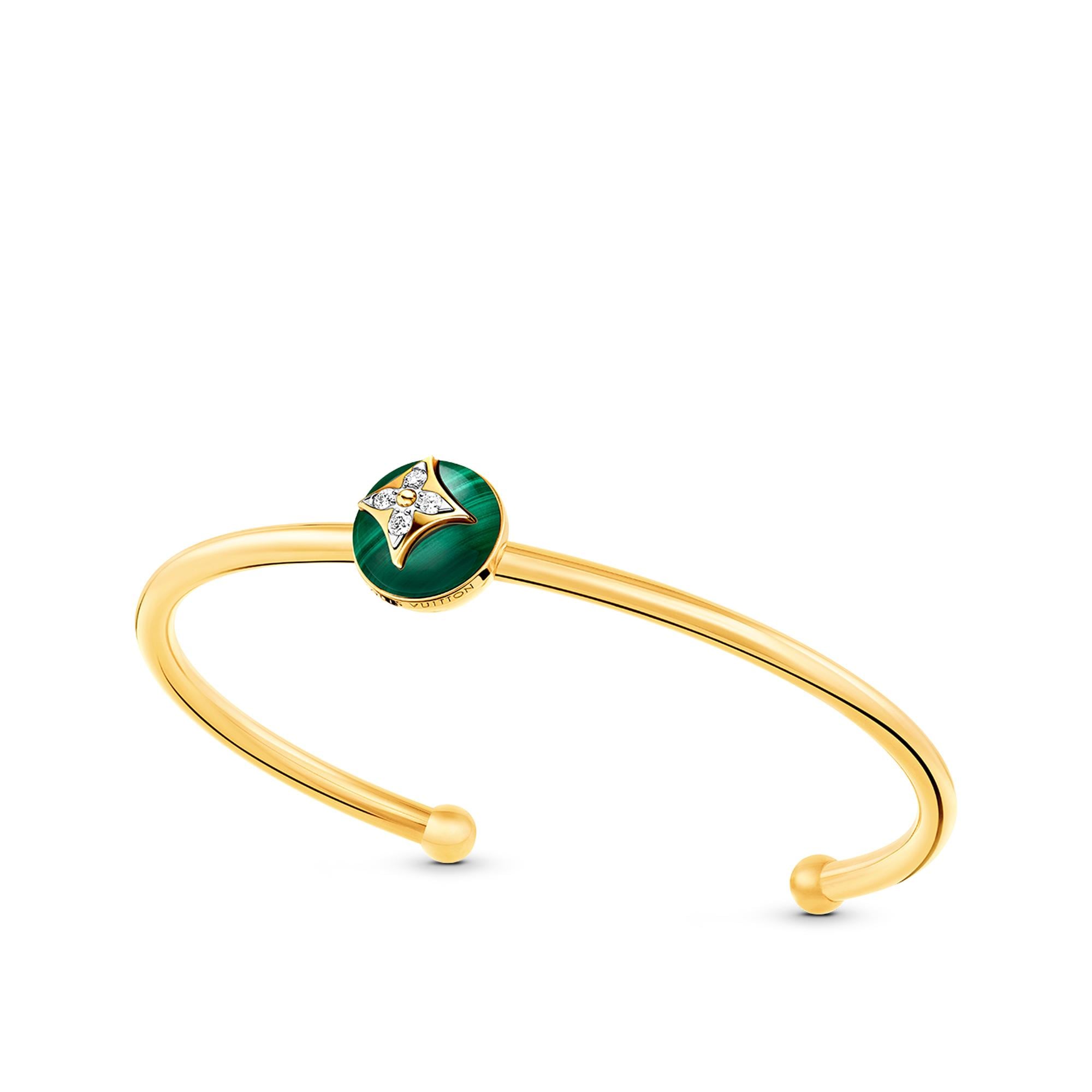 Brazalete abierto Color Blossom de oro amarillo, oro blanco, malaquita y diamantes  Hombre Discontinued Product Obs 12 | LOUIS VUITTON (Zoom de producto)