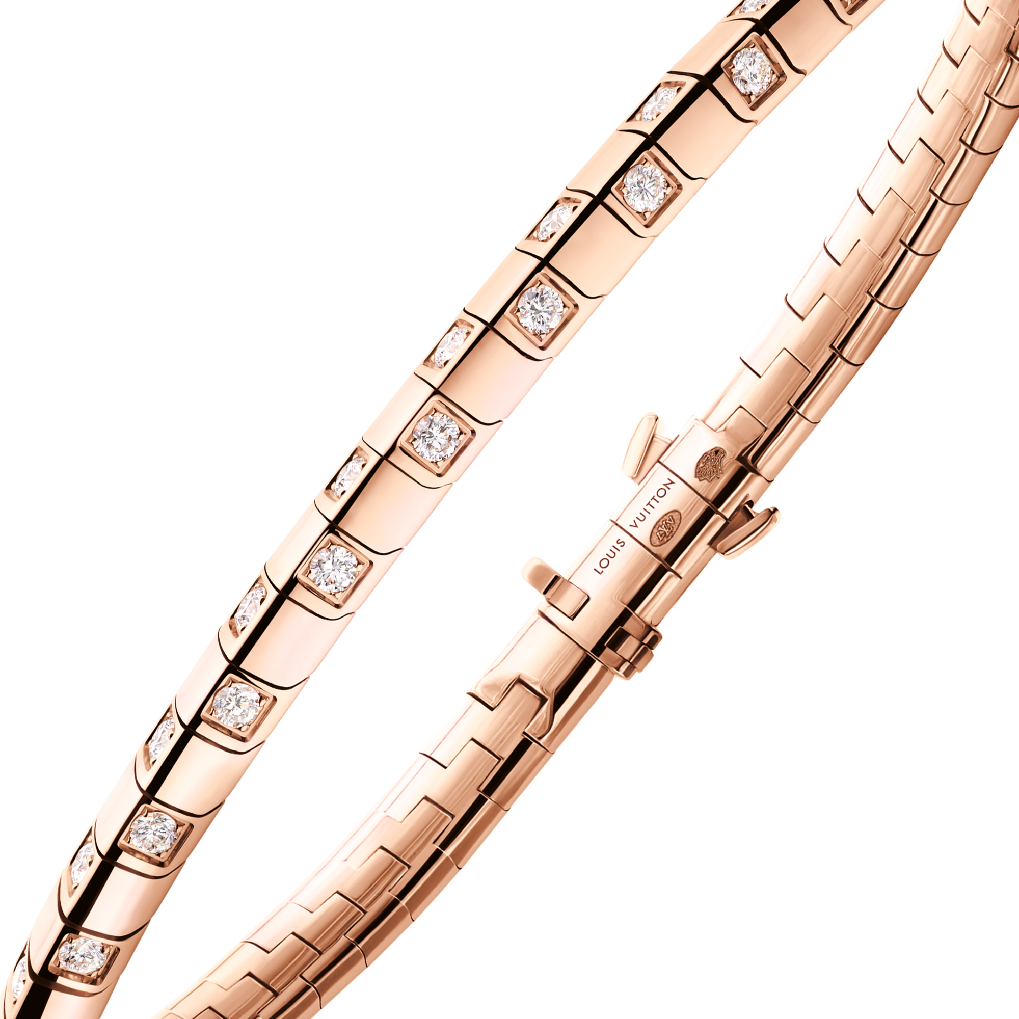 Brazalete fino Le Damier de Louis Vuitton de oro rosa y diamantes  Joyería Categorías Pulseras | LOUIS VUITTON (Zoom de producto)