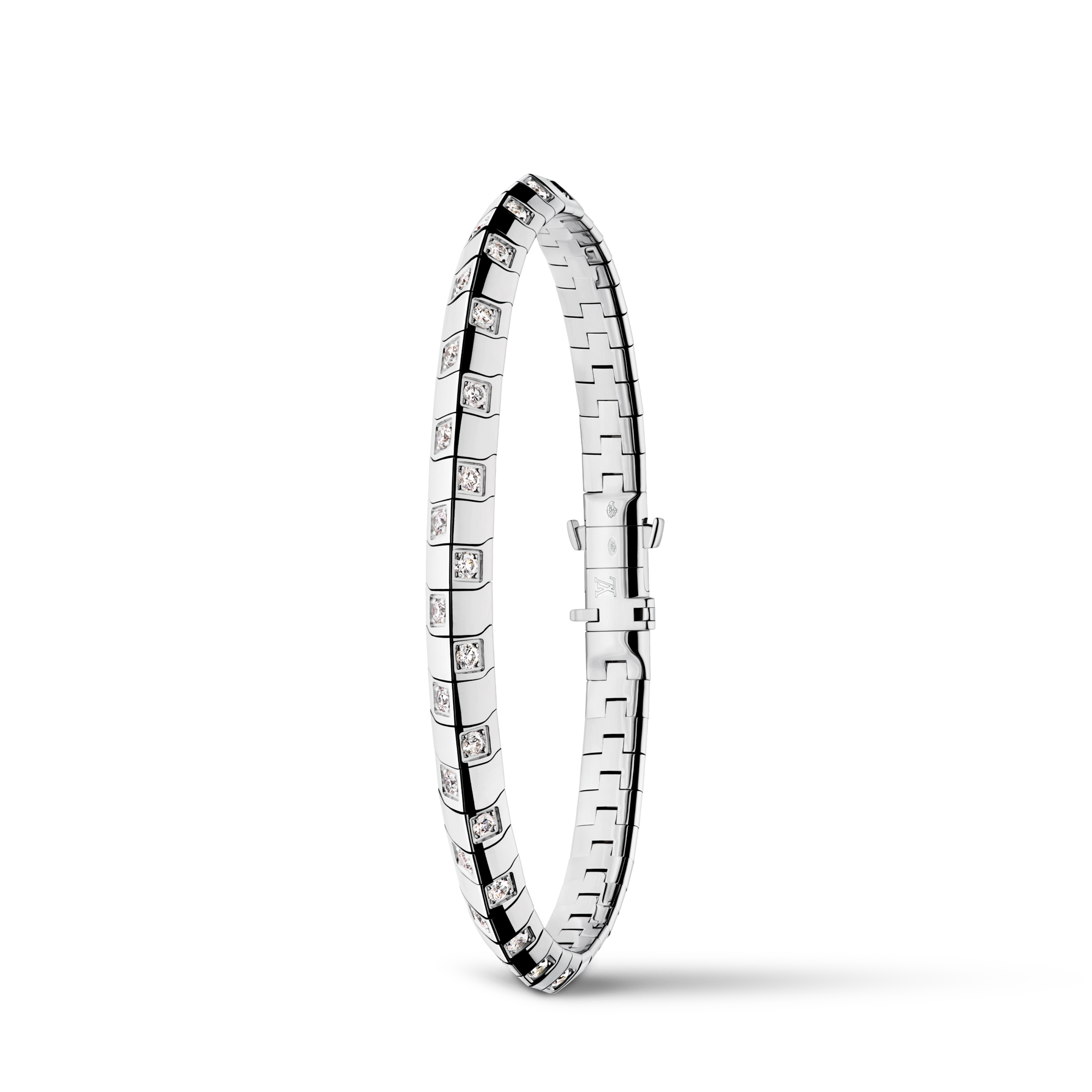 Brazalete mediano Le Damier de Louis Vuitton de oro blanco y diamantes  Joyería Categorías Pulseras | LOUIS VUITTON (Zoom de producto)
