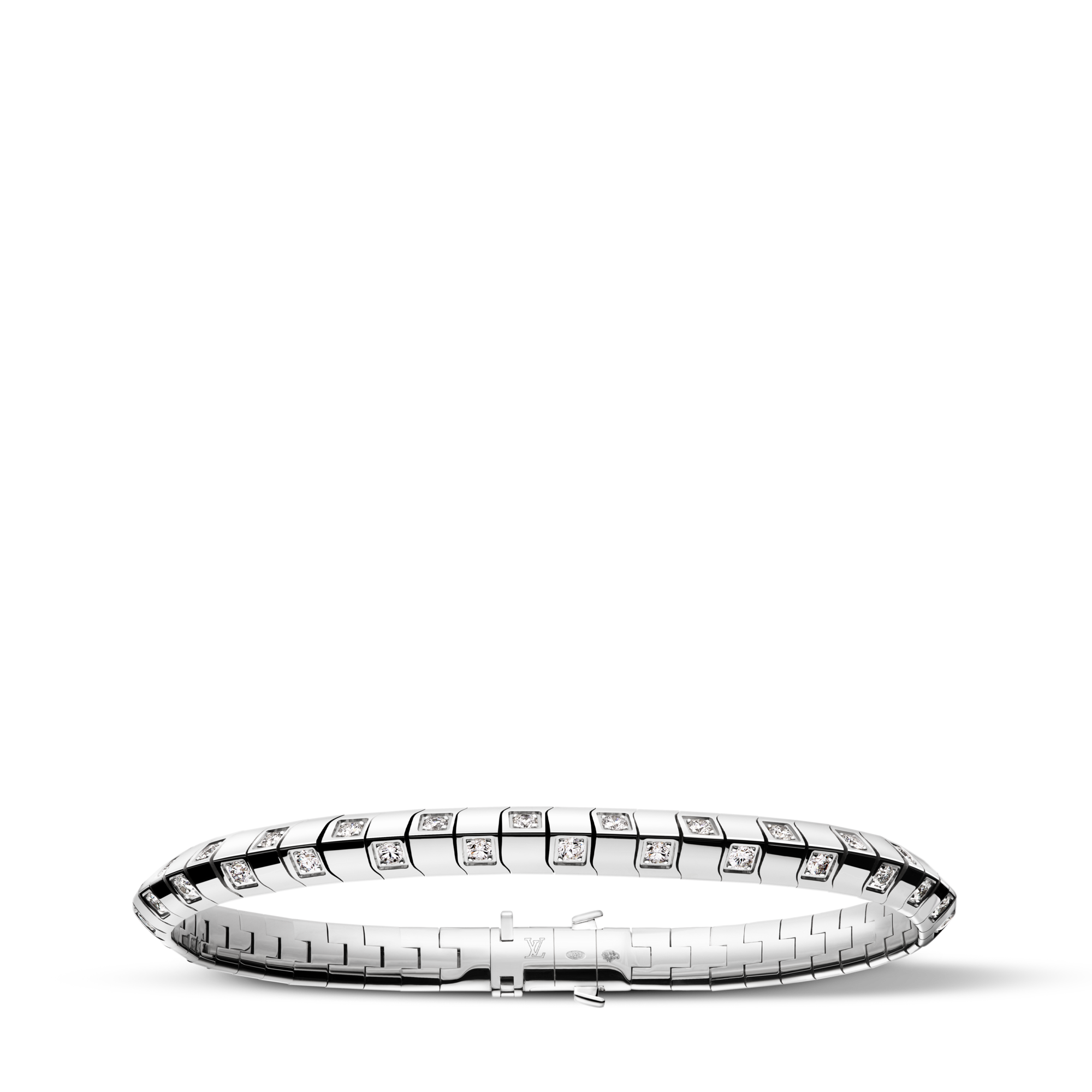 Brazalete mediano Le Damier de Louis Vuitton de oro blanco y diamantes  Joyería Categorías Pulseras | LOUIS VUITTON (Zoom de producto)