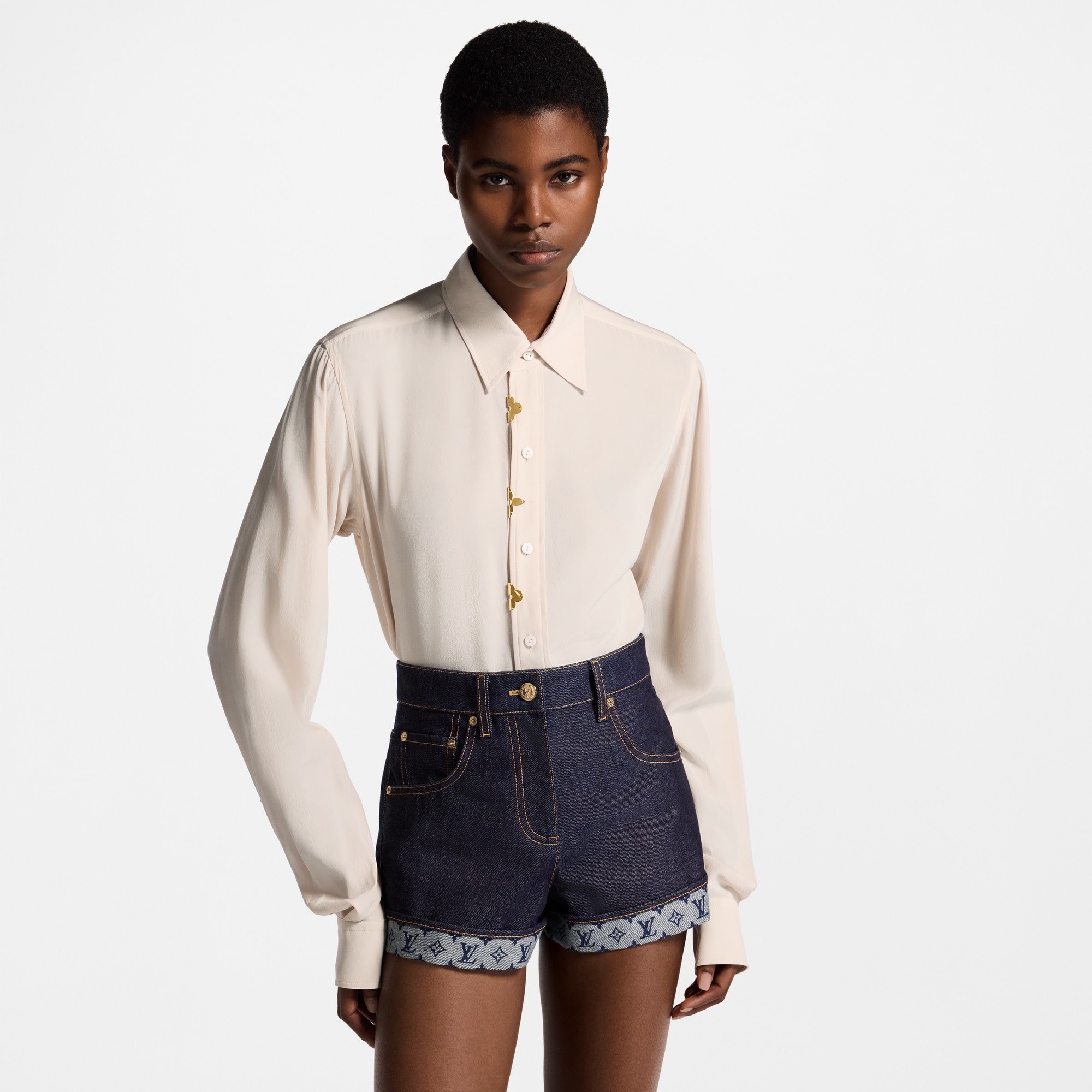 Camisa con detalle Monogram  Mujer Prêt-à-Porter Tops | LOUIS VUITTON (Zoom de producto)