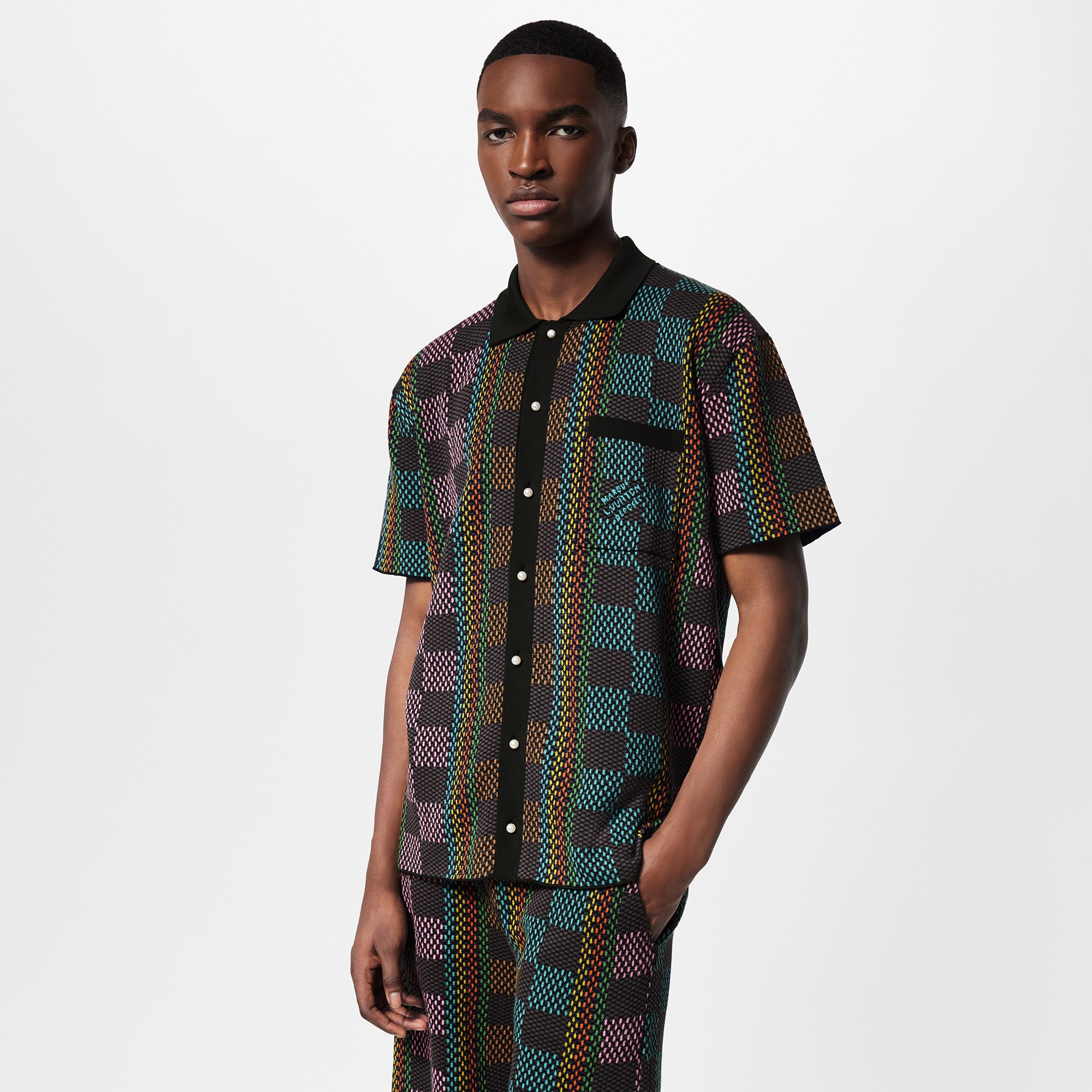 Camisa Damier de manga corta en algodón  Hombre Prêt-à-Porter Camisas | LOUIS VUITTON (Zoom de producto)