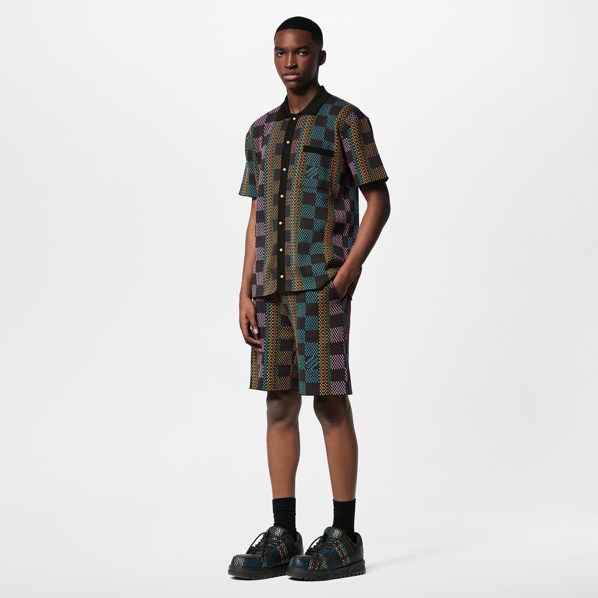 Camisa Damier de manga corta en algodón  Hombre Prêt-à-Porter Camisas | LOUIS VUITTON (Zoom de producto)