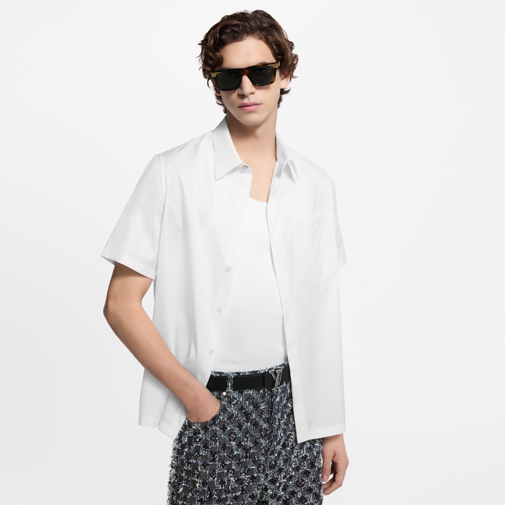 Camisa de manga corta con bolsillo Monogram  Hombre Prêt-à-Porter Camisas | LOUIS VUITTON (Zoom de producto)