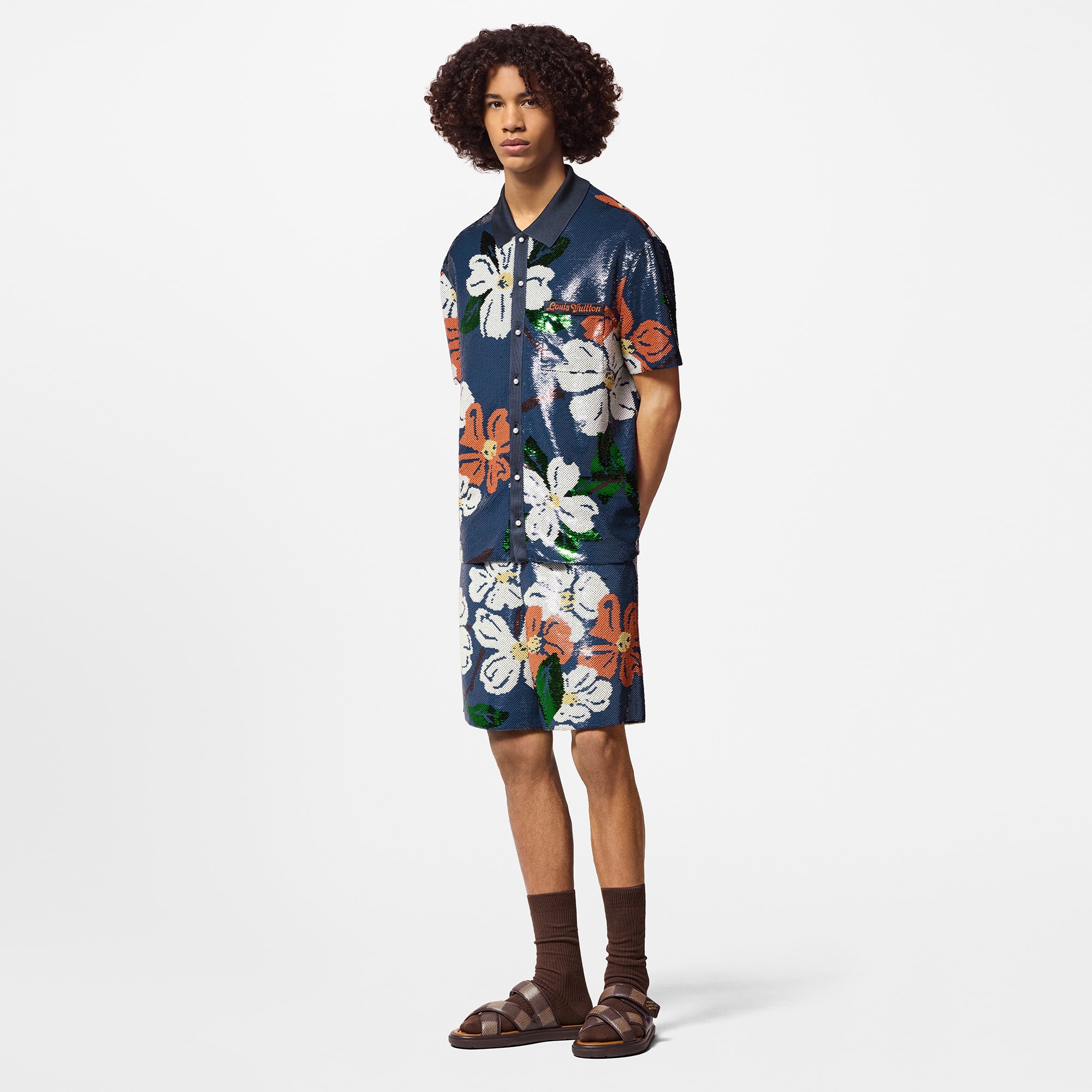 Camisa de manga corta con lentejuelas bordadas  Hombre Prêt-à-Porter Camisas | LOUIS VUITTON (Zoom de producto)