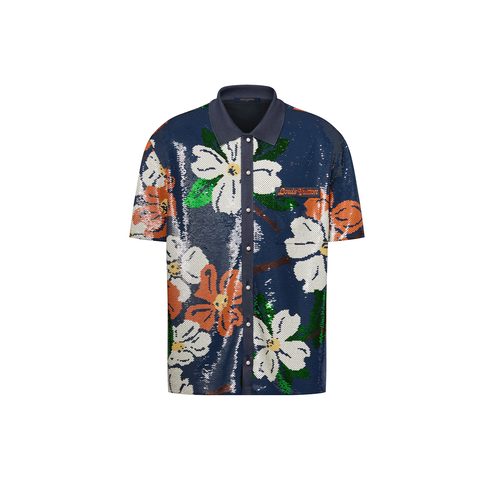Camisa de manga corta con lentejuelas bordadas  Hombre Prêt-à-Porter Camisas | LOUIS VUITTON (Zoom de producto)