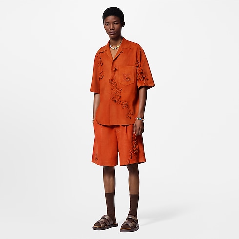 Camisa de manga corta en ante Hombre Prêt-à-Porter Camisas | LOUIS VUITTON (Zoom de producto)