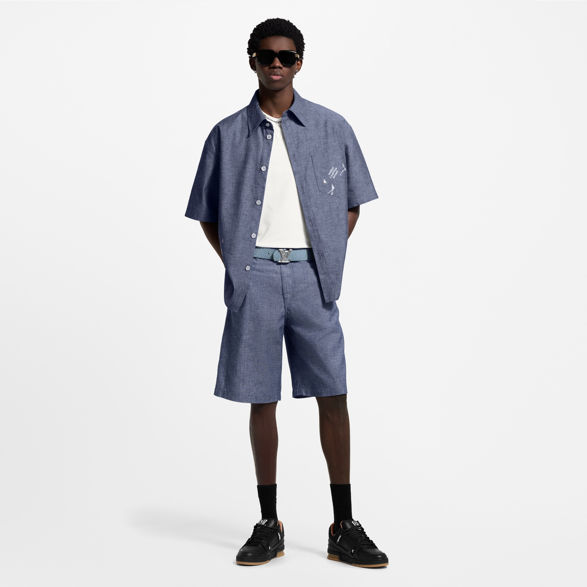Camisa de manga corta en chambray  Hombre Prêt-à-Porter Camisas | LOUIS VUITTON (Zoom de producto)