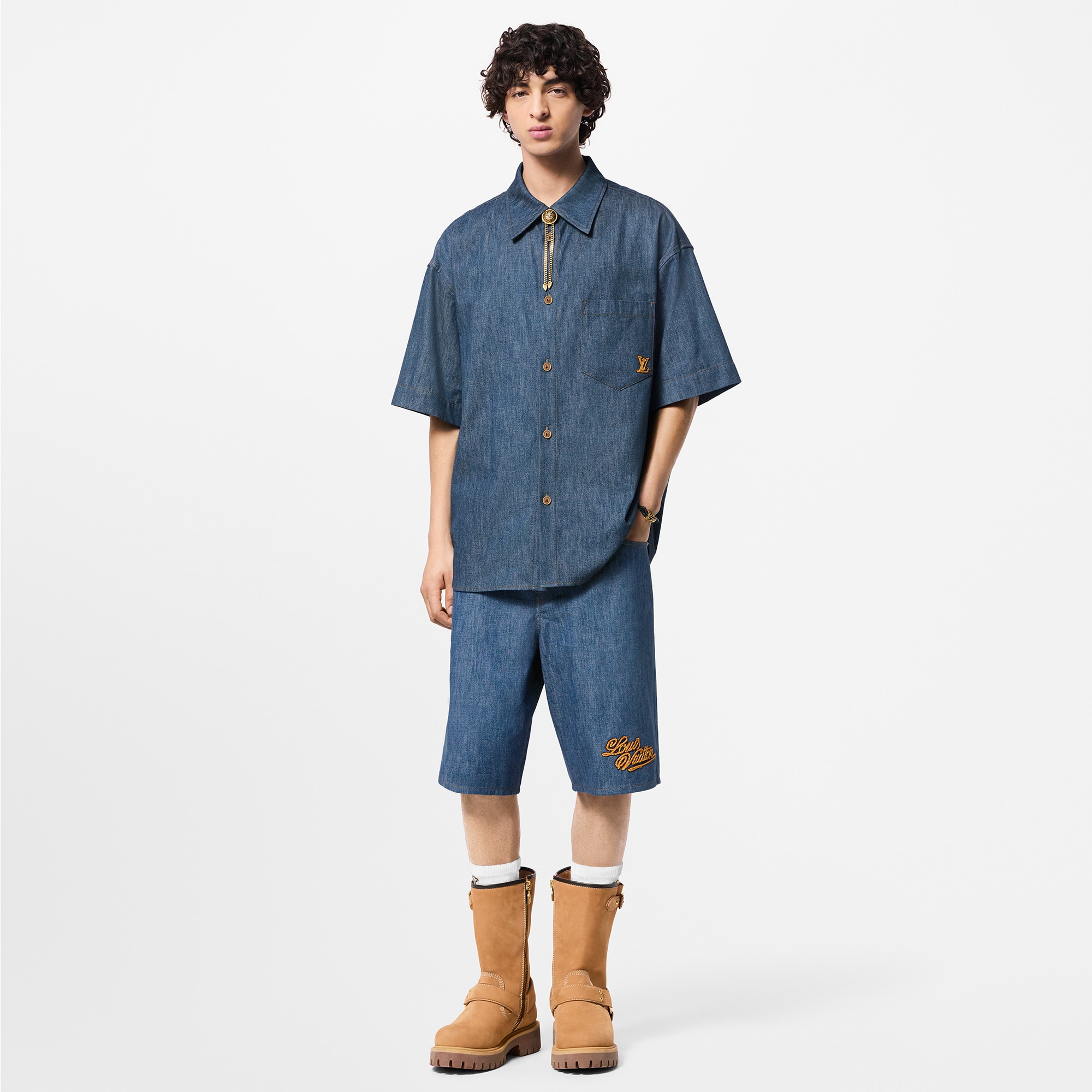 Camisa de manga corta en chambray de algodón  Hombre Prêt-à-Porter Camisas | LOUIS VUITTON (Zoom de producto)