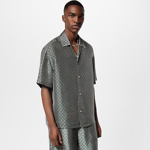 Camisa de manga corta en mezcla de seda Hombre Prêt-à-Porter Camisas | LOUIS VUITTON (Zoom de producto)