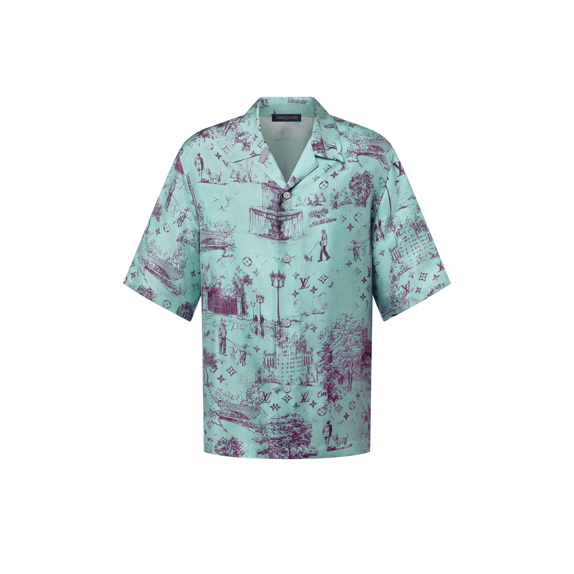 Camisa de manga corta en seda estampada  Hombre Prêt-à-Porter Camisas | LOUIS VUITTON (Zoom de producto)