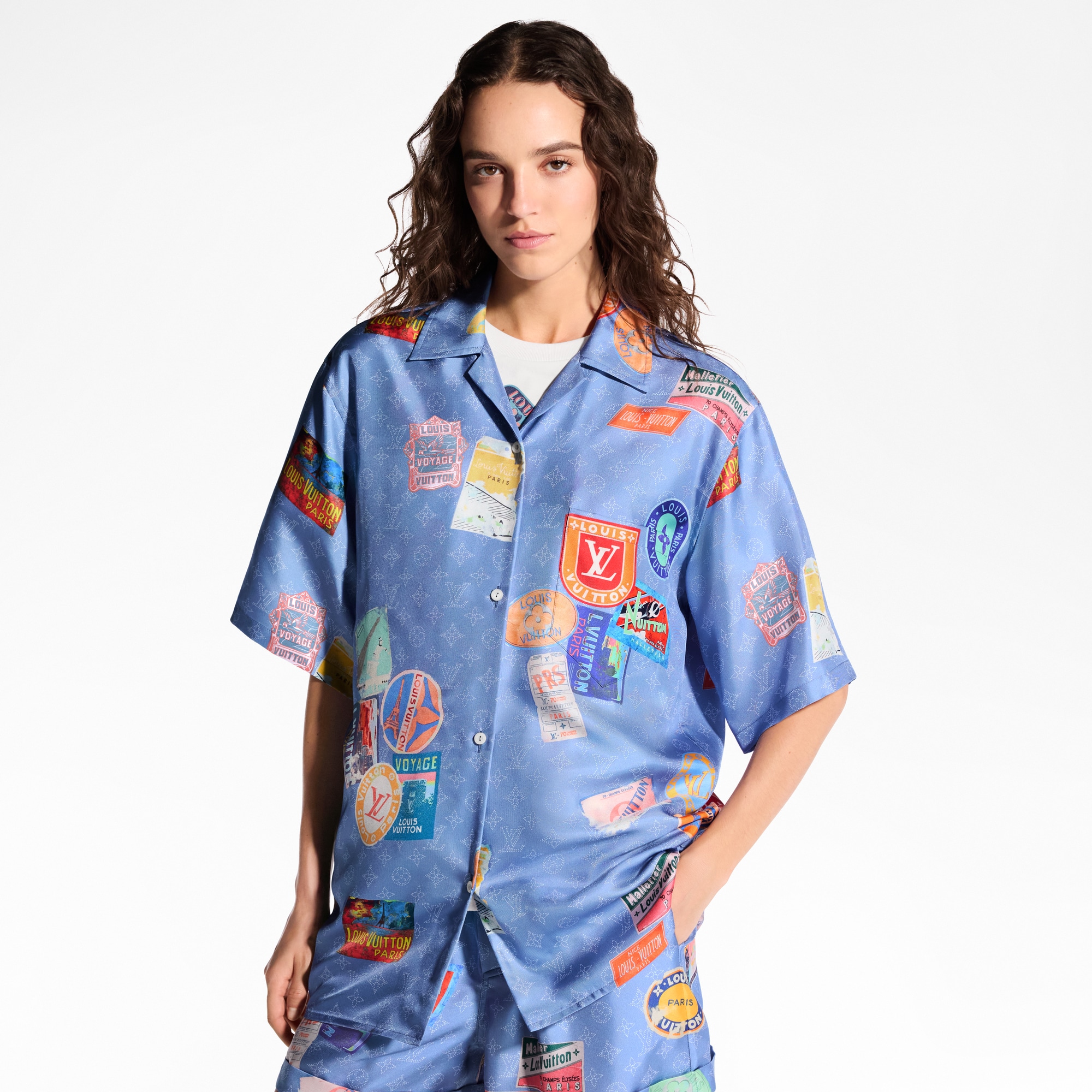 Camisa de manga corta Mahina con parches  Mujer Prêt-à-Porter Tops | LOUIS VUITTON (Zoom de producto)