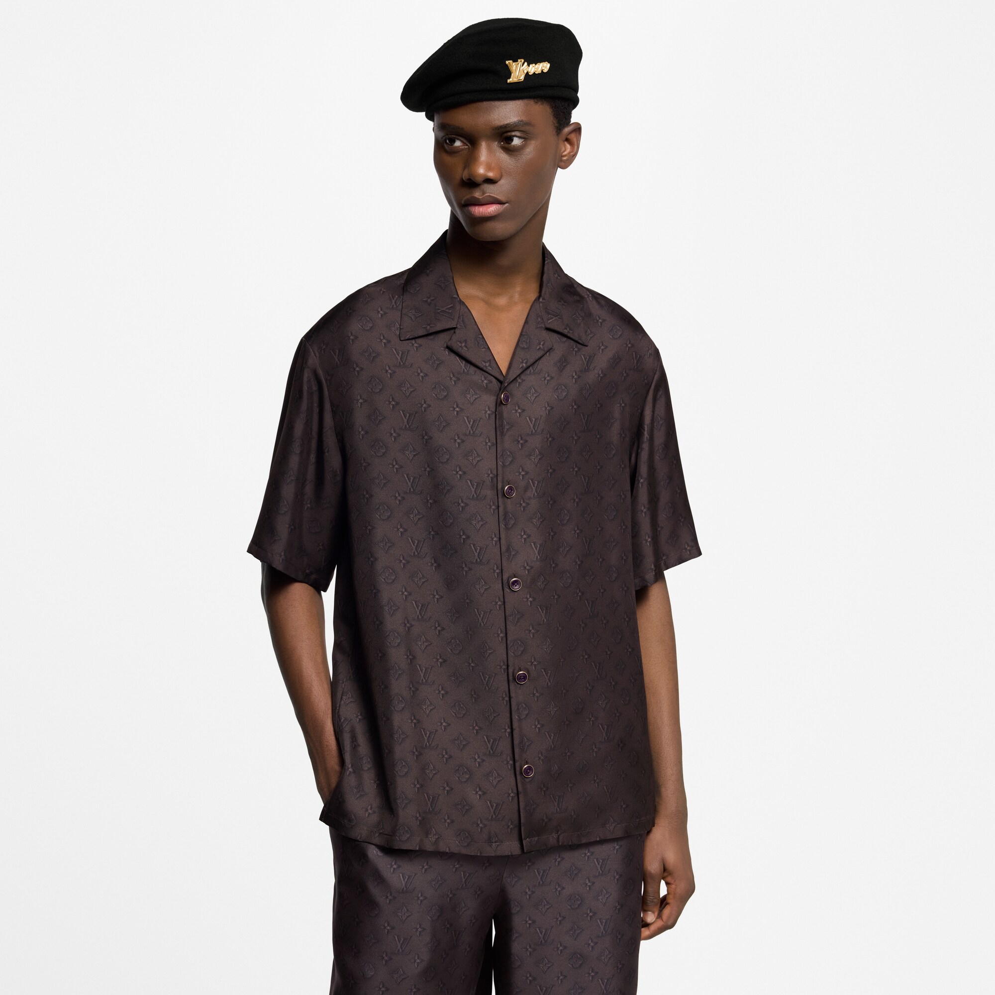 Camisa de manga corta Monogram en seda  Hombre Prêt-à-Porter Camisas | LOUIS VUITTON (Zoom de producto)