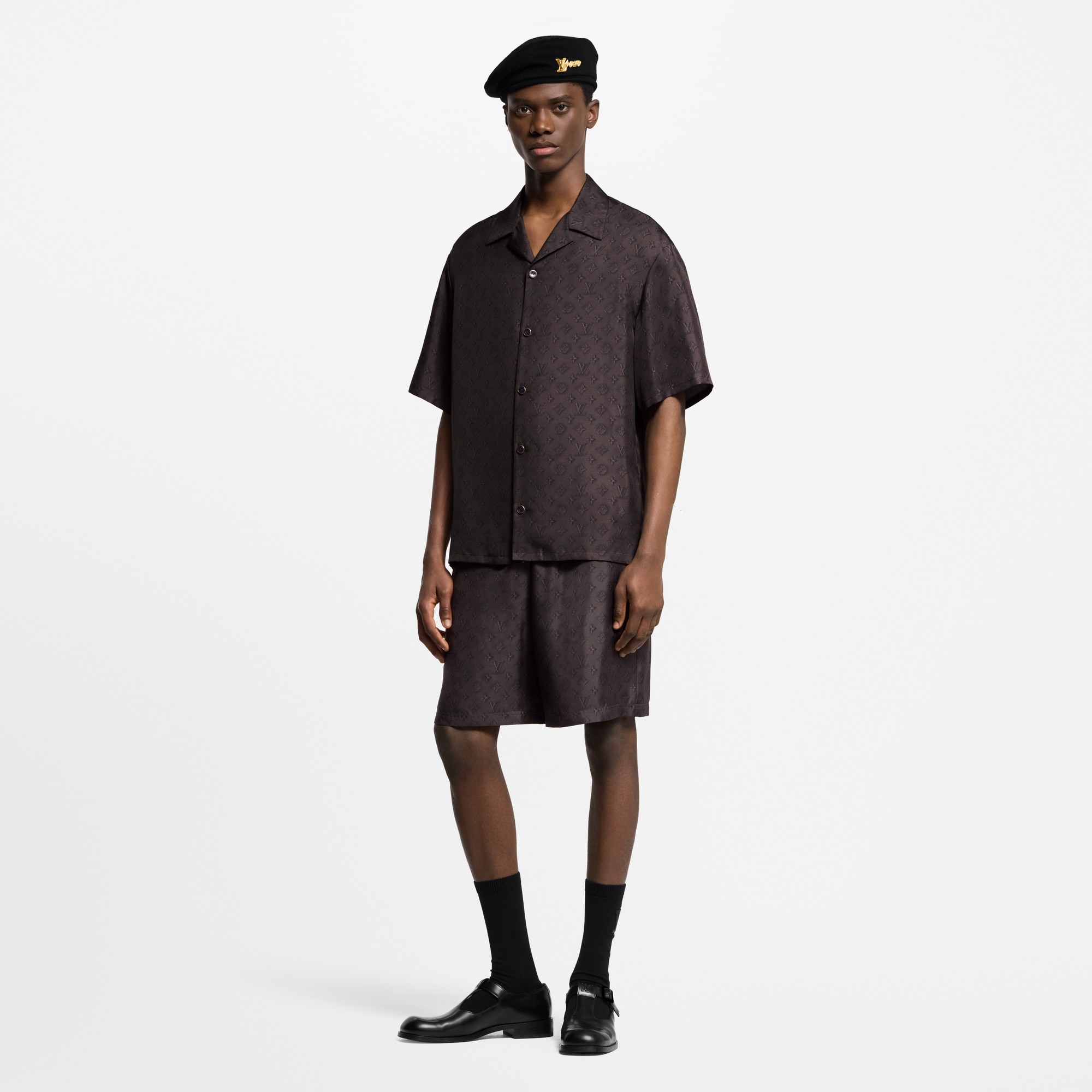 Camisa de manga corta Monogram en seda  Hombre Prêt-à-Porter Camisas | LOUIS VUITTON (Zoom de producto)