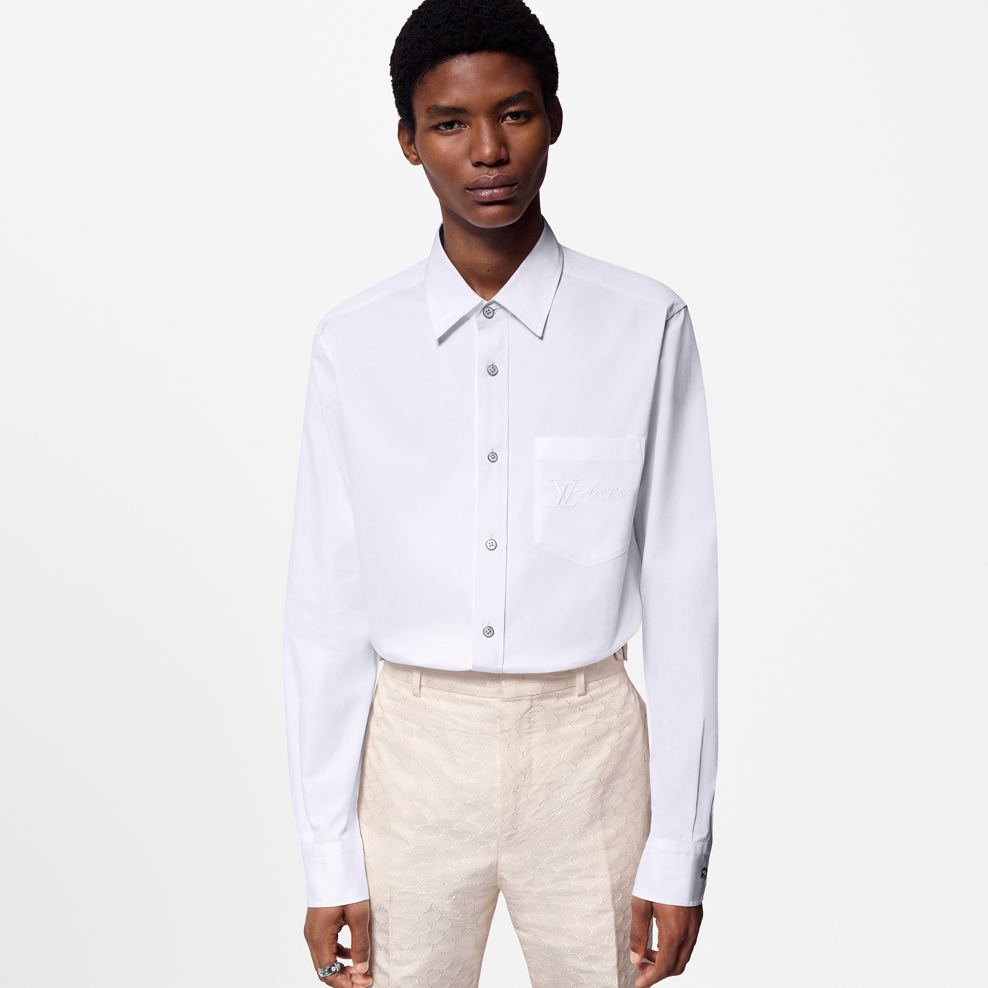 Camisa de manga larga en algodón  Hombre Prêt-à-Porter Camisas | LOUIS VUITTON (Zoom de producto)