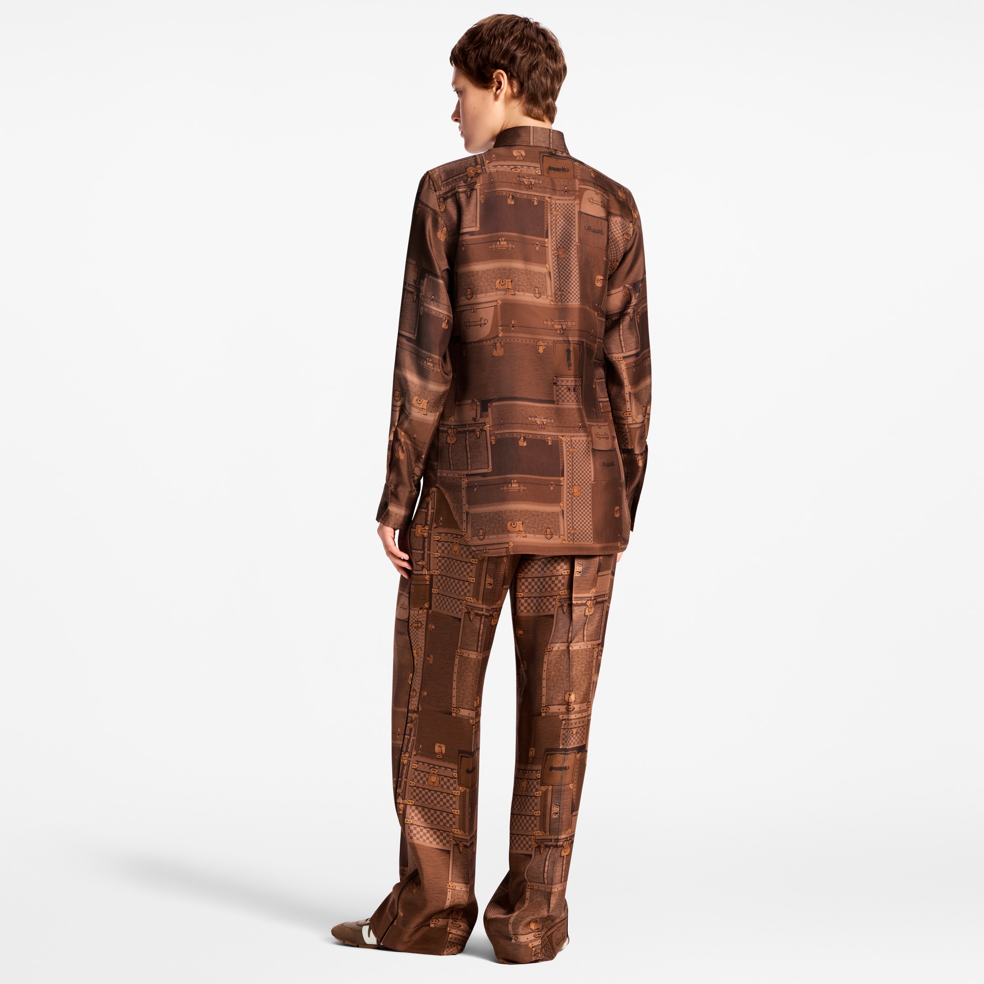 Camisa de seda con estampado de baúles  Mujer Prêt-à-Porter Tops | LOUIS VUITTON (Zoom de producto)