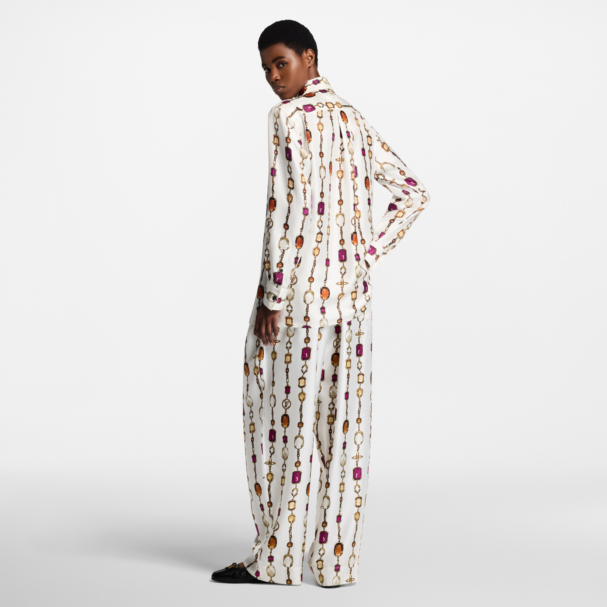Camisa de seda con estampado de collar  Mujer Prêt-à-Porter Tops | LOUIS VUITTON (Zoom de producto)