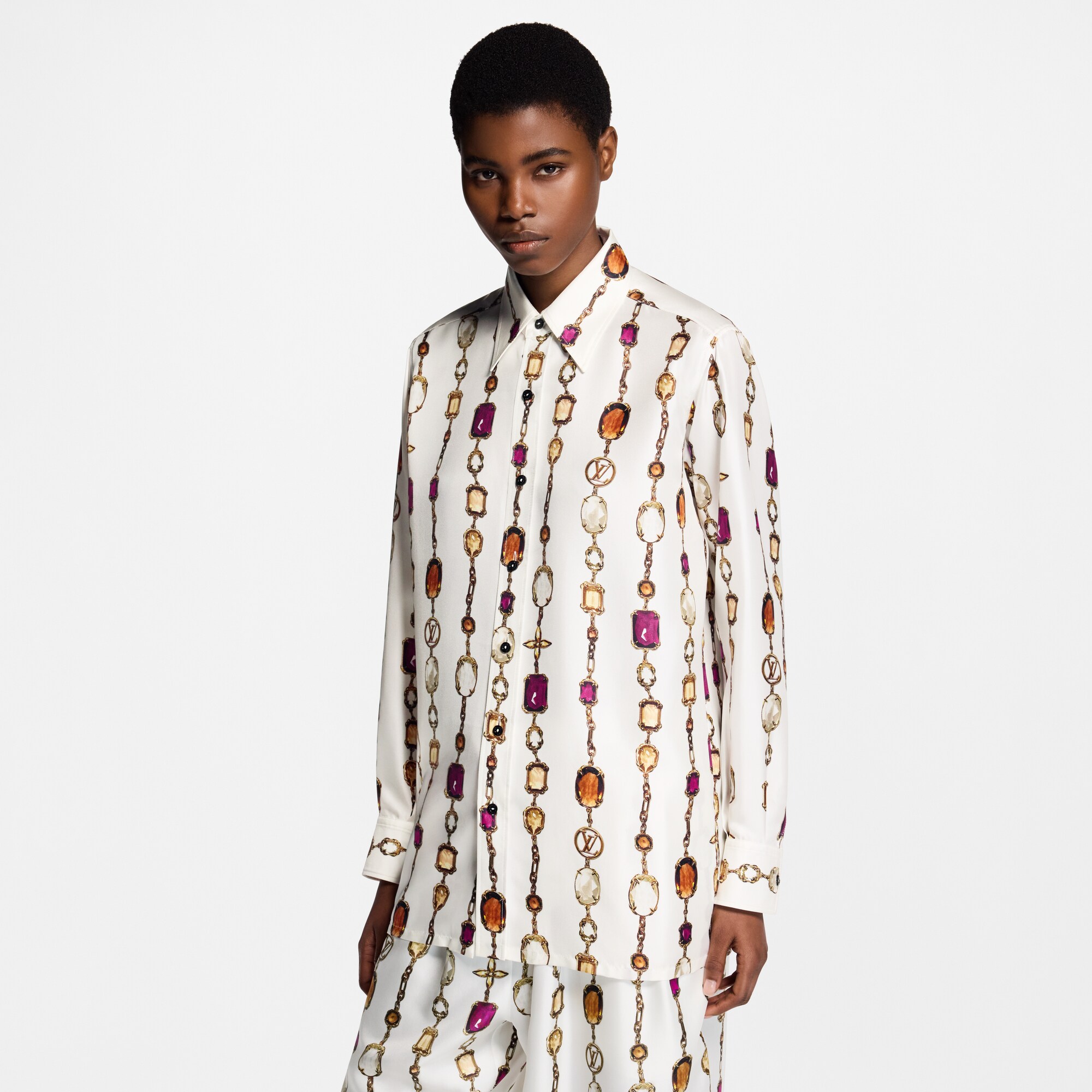 Camisa de seda con estampado de collar  Mujer Prêt-à-Porter Tops | LOUIS VUITTON (Zoom de producto)