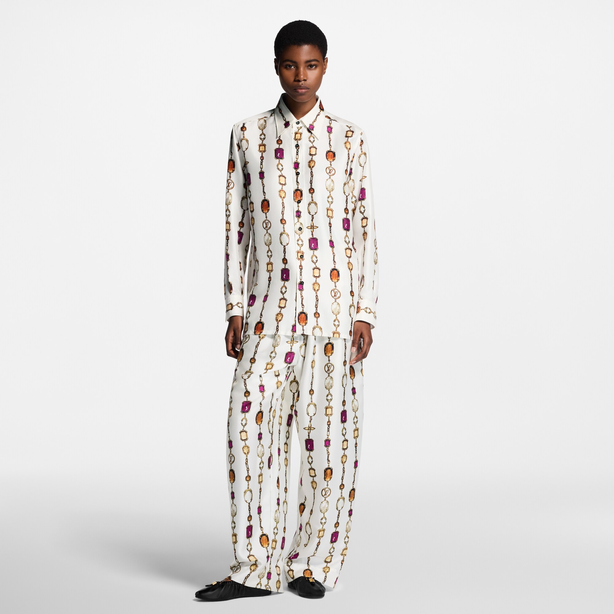 Camisa de seda con estampado de collar  Mujer Prêt-à-Porter Tops | LOUIS VUITTON (Zoom de producto)