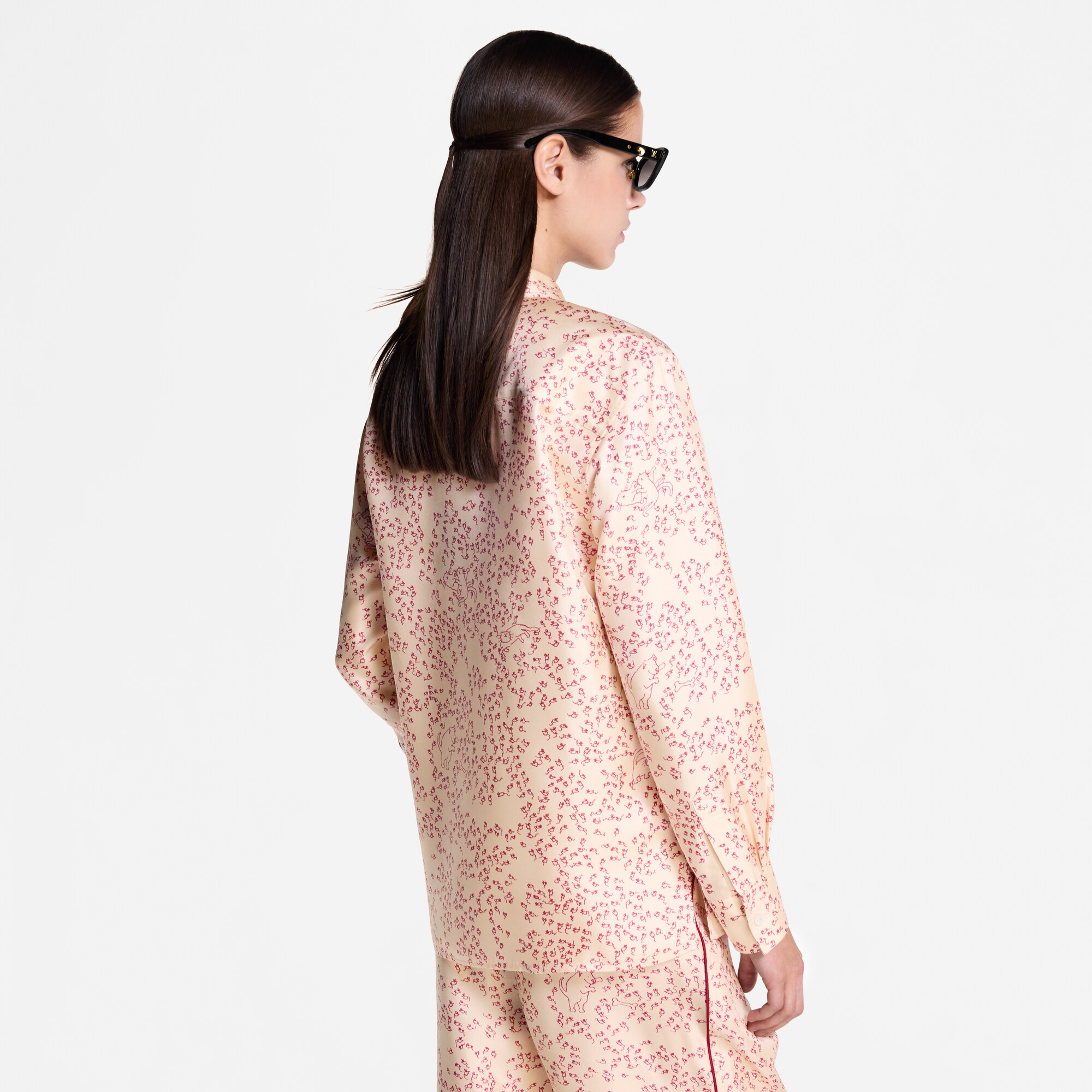 Camisa de seda con estampado de gatos y ratones  Mujer Prêt-à-Porter Tops | LOUIS VUITTON (Zoom de producto)
