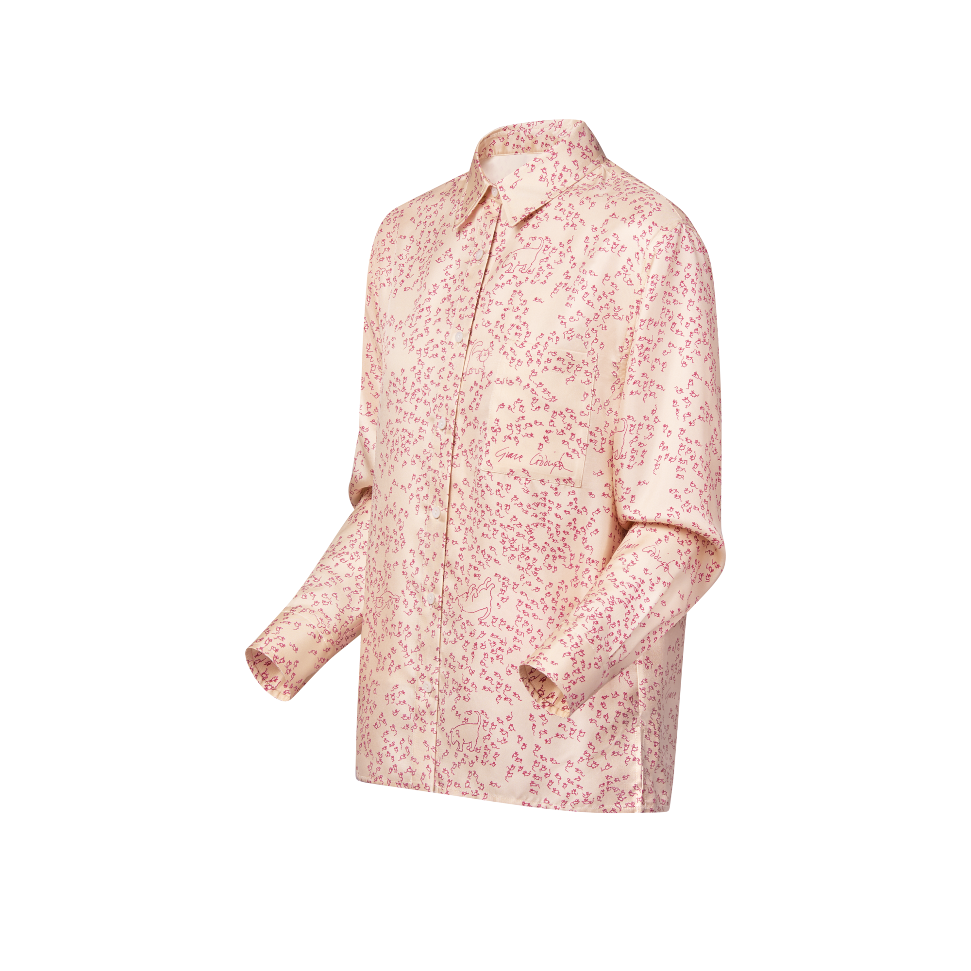 Camisa de seda con estampado de gatos y ratones  Mujer Prêt-à-Porter Tops | LOUIS VUITTON (Zoom de producto)
