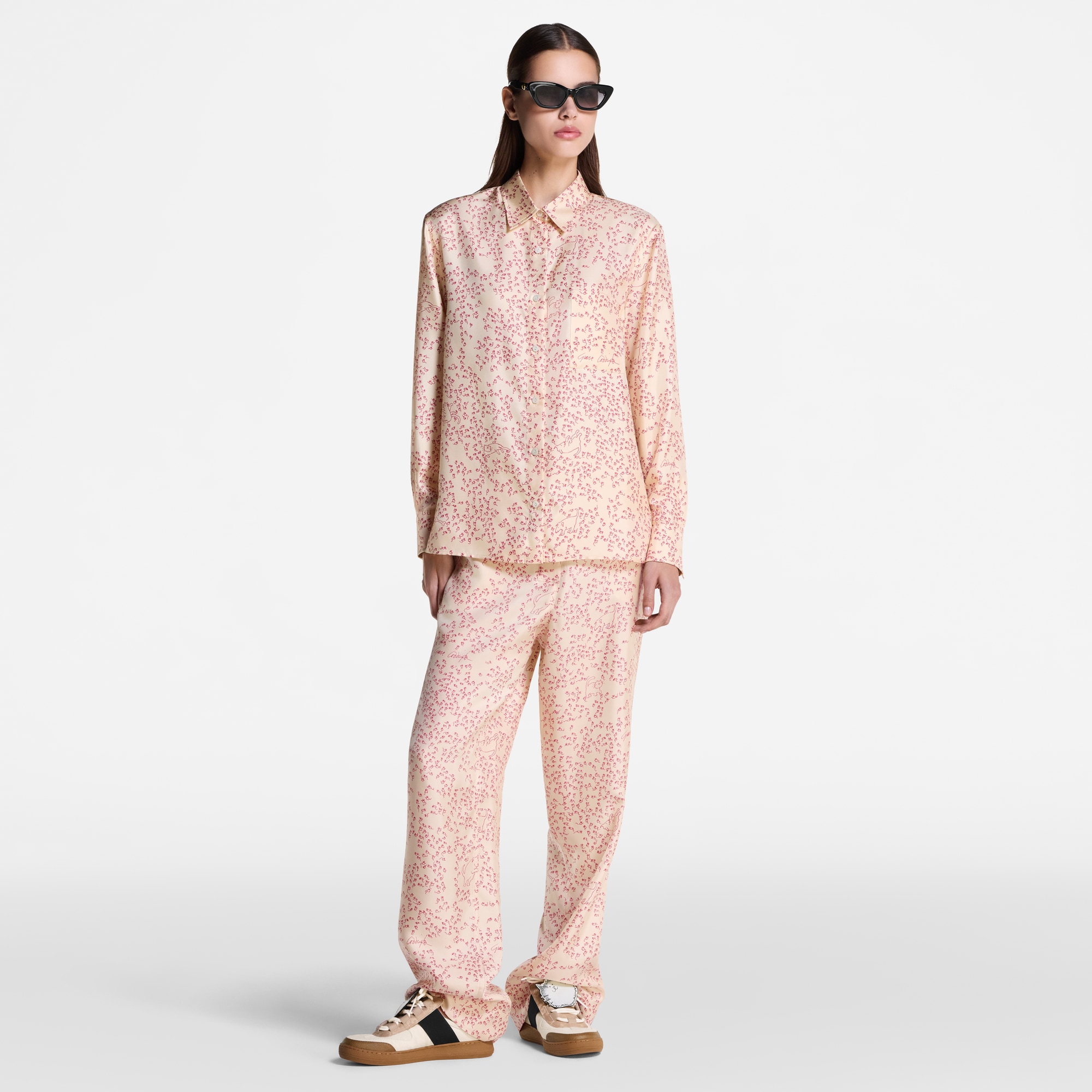 Camisa de seda con estampado de gatos y ratones  Mujer Prêt-à-Porter Tops | LOUIS VUITTON (Zoom de producto)